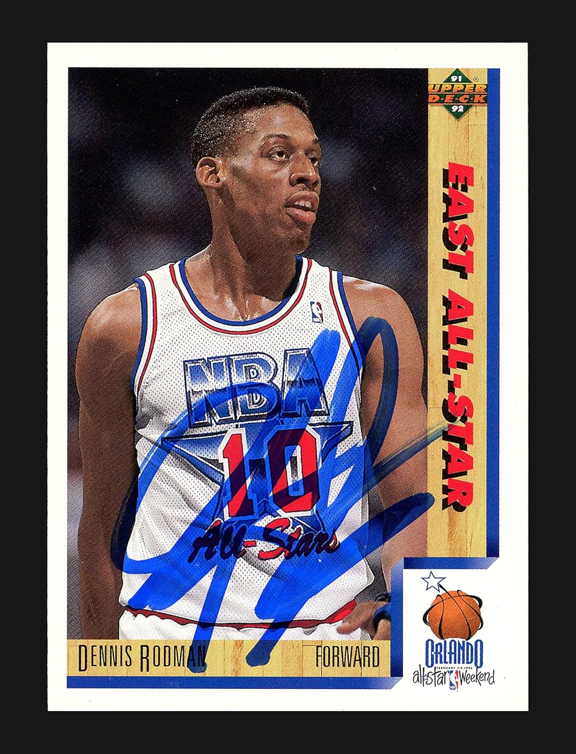 Dennis Rodman Autographed 1991-92 U.p.p.e.r D.e.c.k Basketball Card #457 Stock #190468
