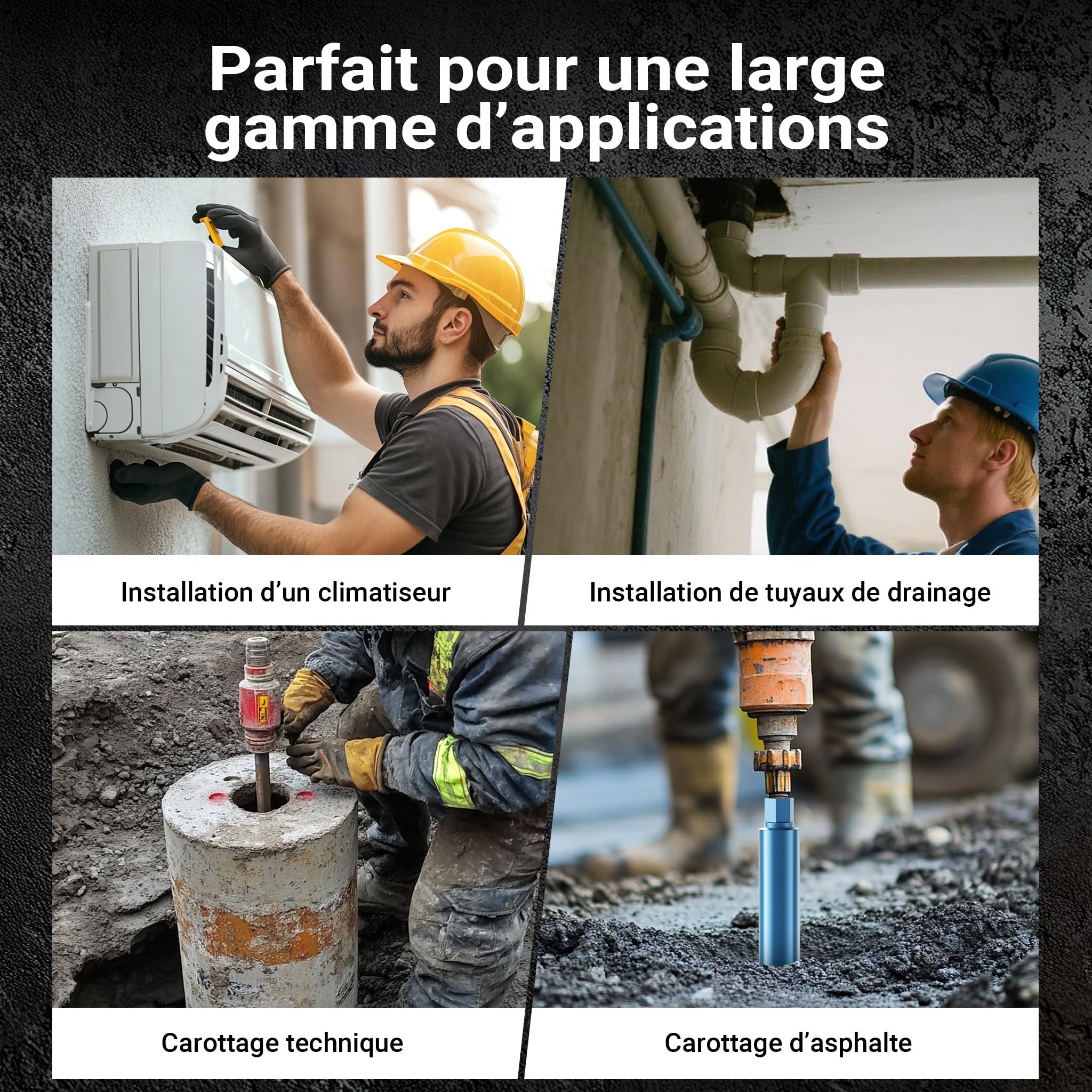 Wiltec Foret diamant pour Carotteuse Ø 67 mm – Rendement moyen – 1¼ UNC – Longueur 450 mm – Métal fritté – Forage à humide – Chantier Carrelage Béton – Trépan Couronne Diamant