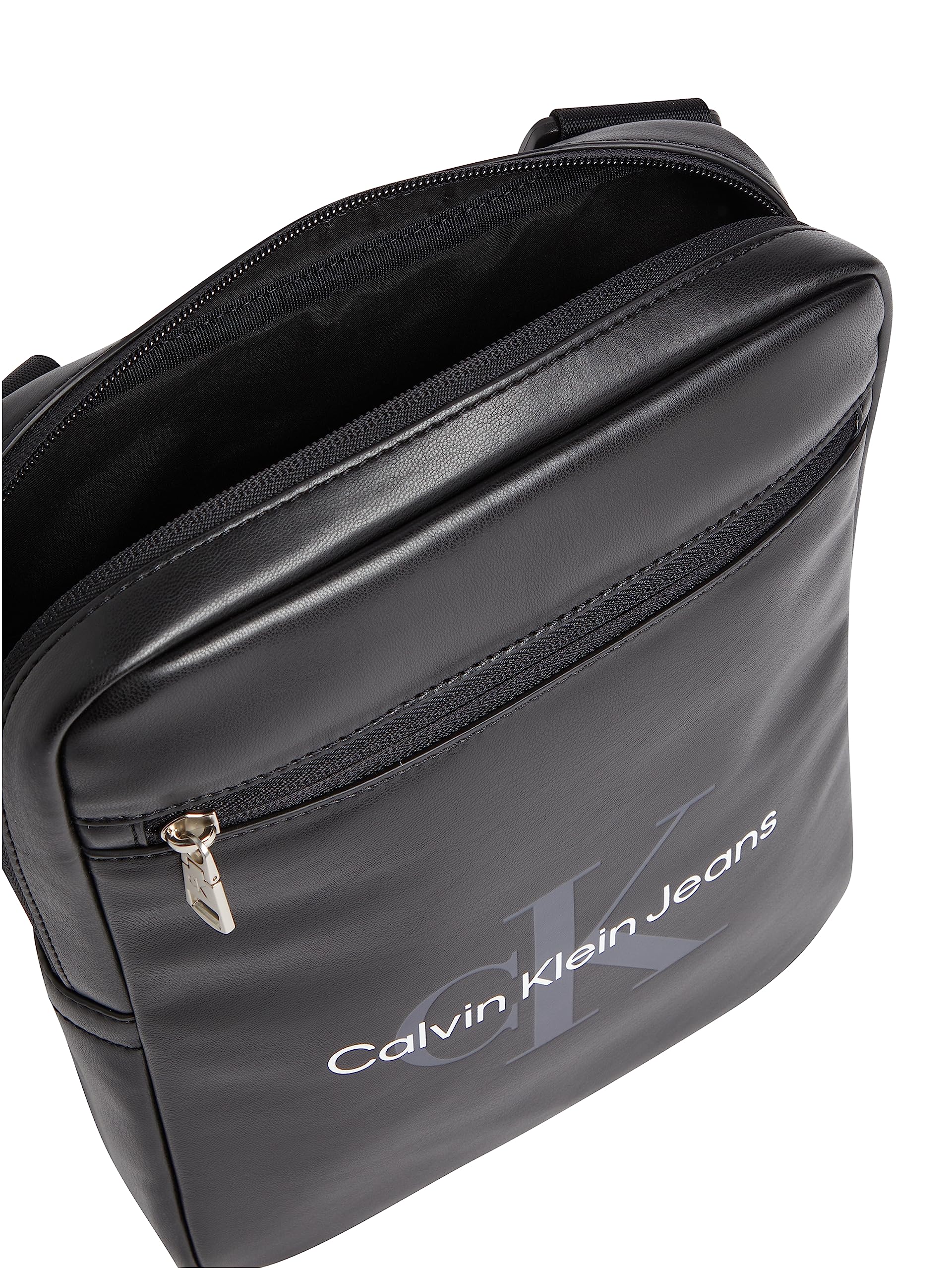 Calvin Klein Borsa a Tracolla Uomo Monogram Soft Reporter Piccola, Nero (Black), Onesize
