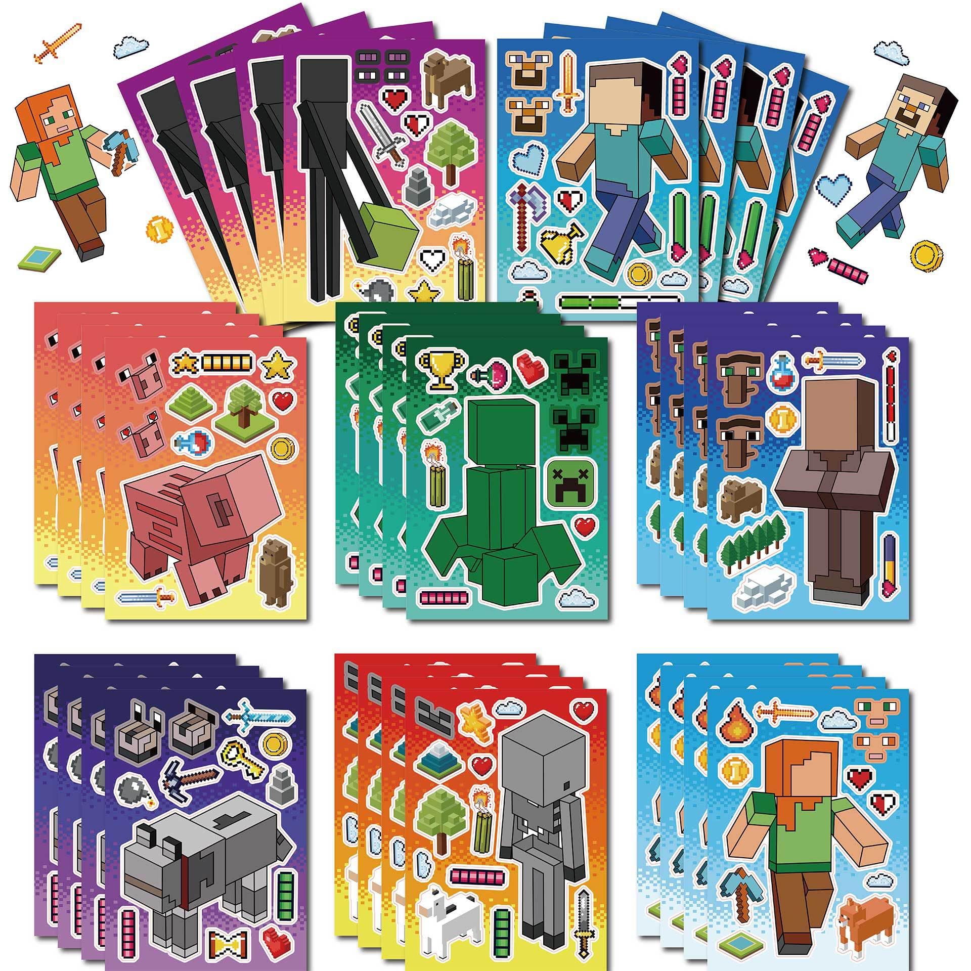 24 Pcs Game Face Stickers for Children Party Bags Make Your Own Stickers Characters DIY Stickers for Kids Party Favor Supplies Craft