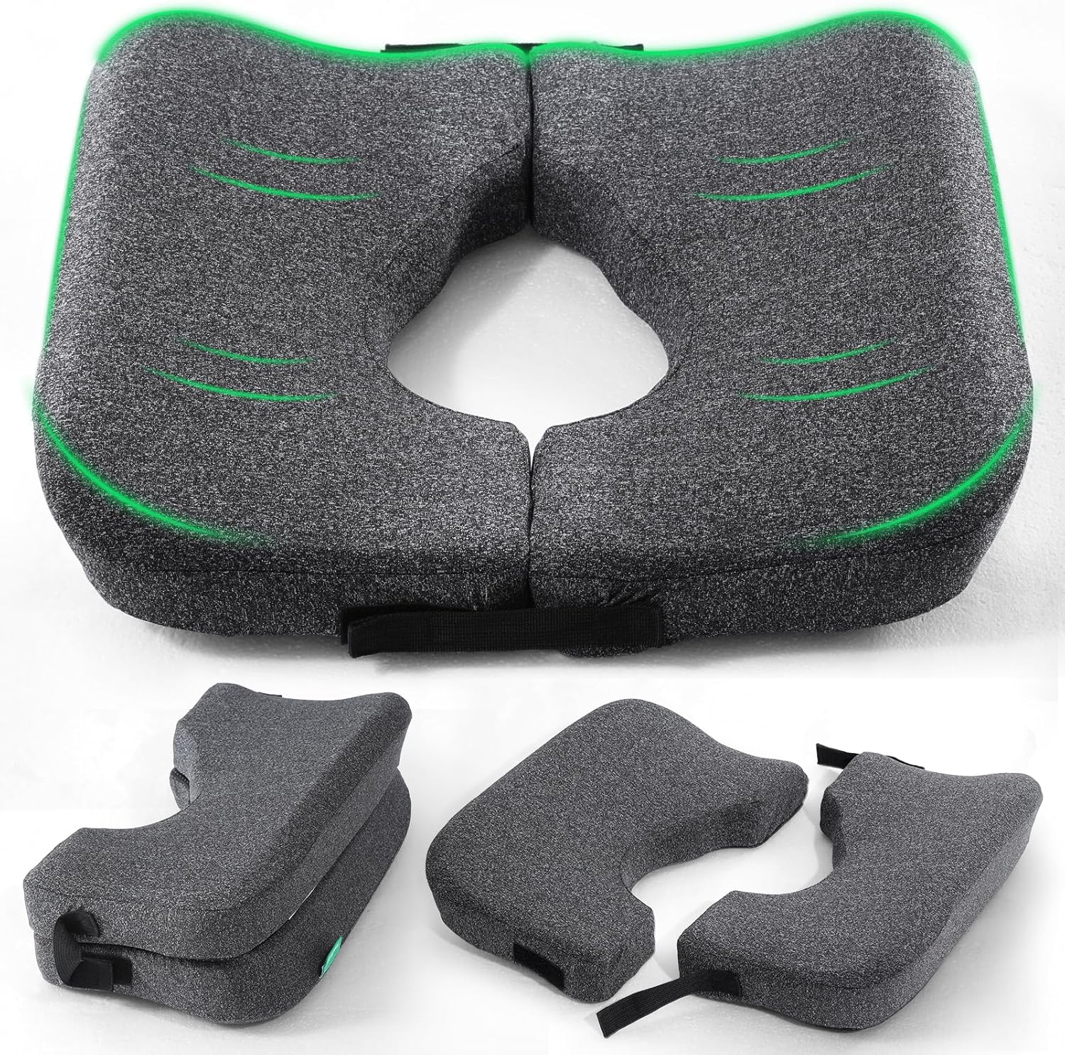 Medisana Memory Foam Bed Sore Cushions for Butt, Ergonomic Bedsore Pressure Relief Pillow with Foldable Design, T Shaped Opening Seat Cushion for Sciatica & Tailbone & Coccyx & Hemorrhoid Pain Relief