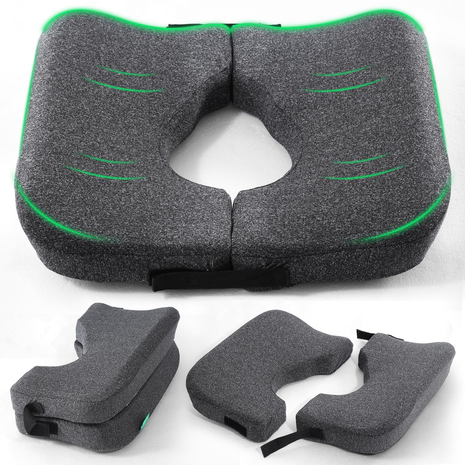 Medisana Memory Foam Bed Sore Cushions for Butt, Ergonomic Bedsore Pressure Relief Pillow with Foldable Design, T Shaped Opening Seat Cushion for Sciatica & Tailbone & Coccyx & Hemorrhoid Pain Relief