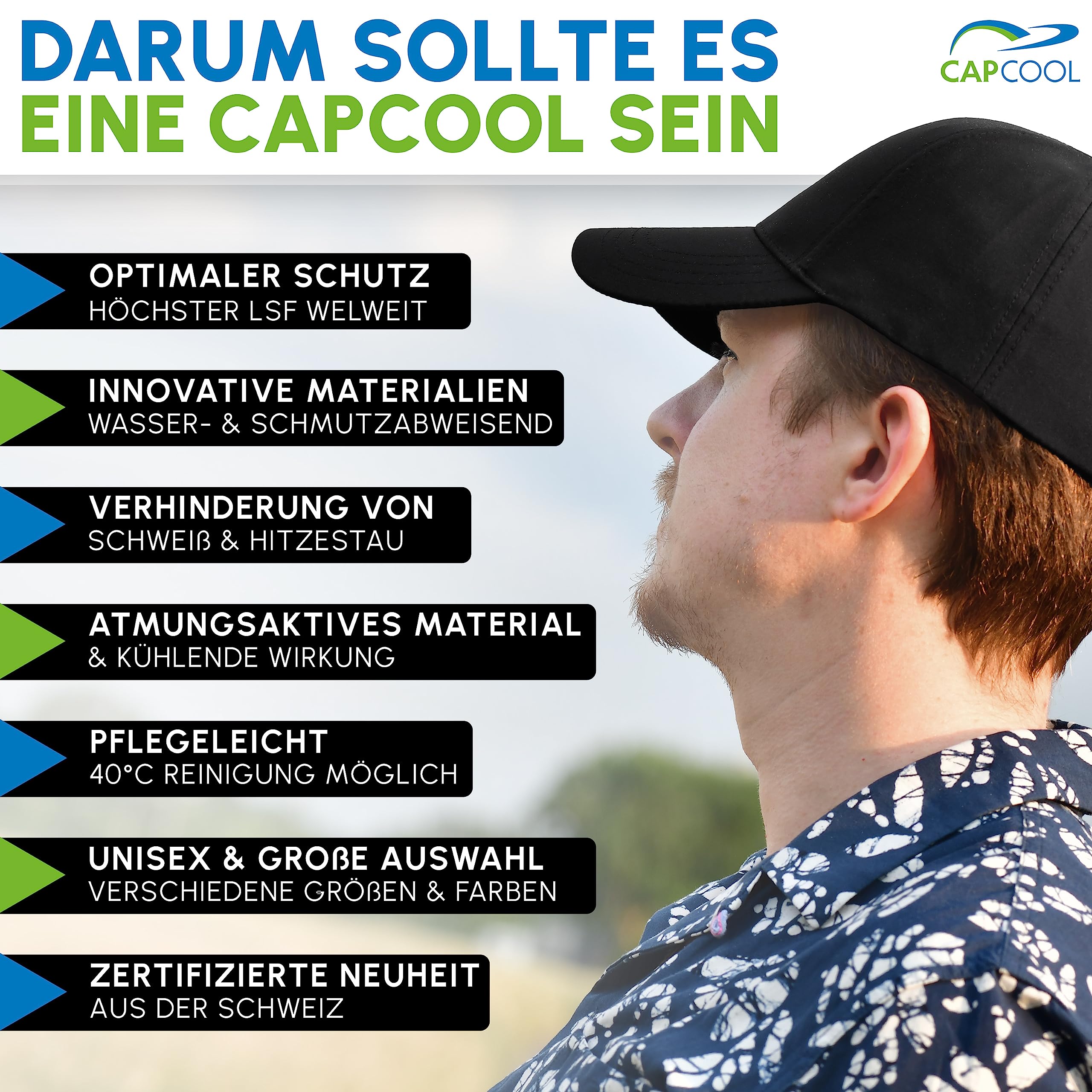 CAPCOOL Baseball Cap [100% UV-Schutz] Verstellbar für Herren und Damen - Atmungsaktiv, Einfarbig, Unisex - Verschiedene Größen/Farben für Sommer/Winter