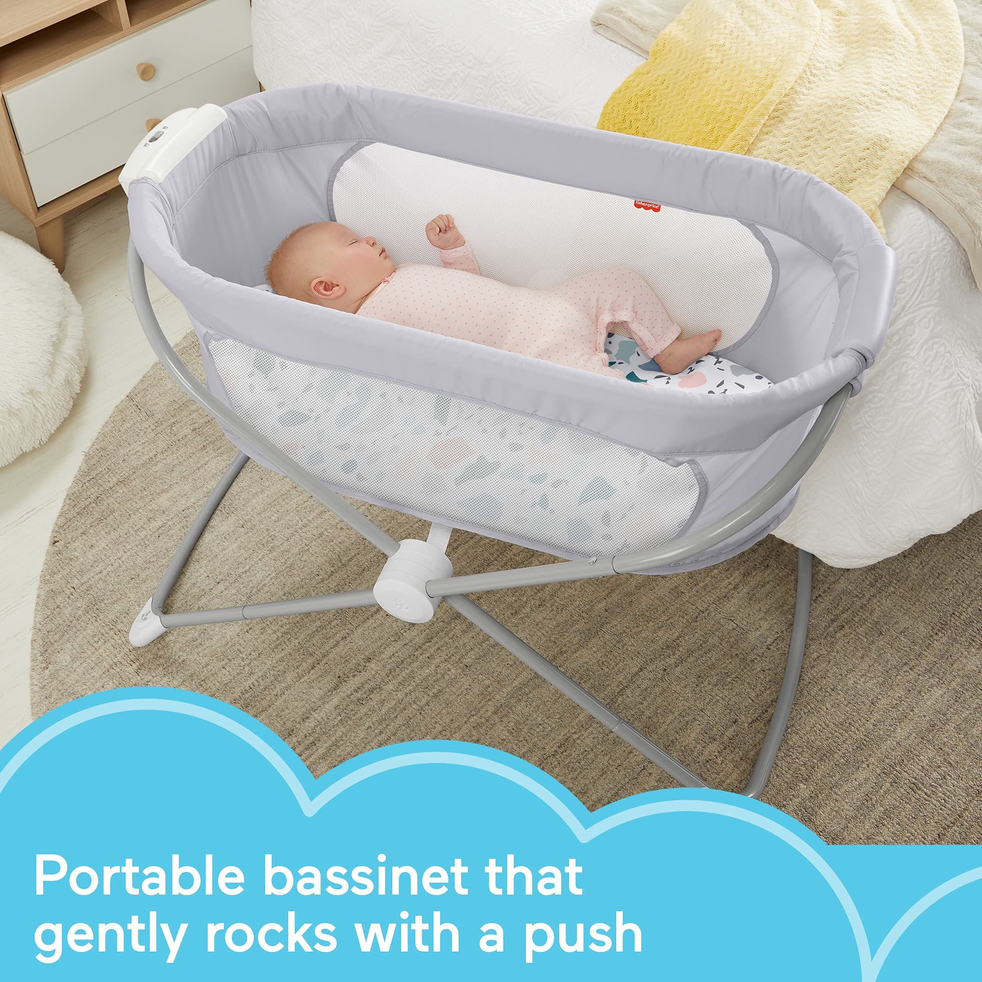 Fisher-Price, Moisés Plegable, Cuna para bebés (Mattel GVG95)