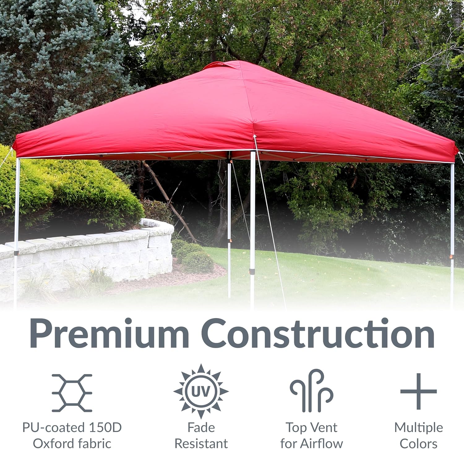 Sunnydaze Pop-Up Canopy Replacement Top - 12x12 Canopy Replacement Cover Only - Tent Shade Cover with Vent - Red