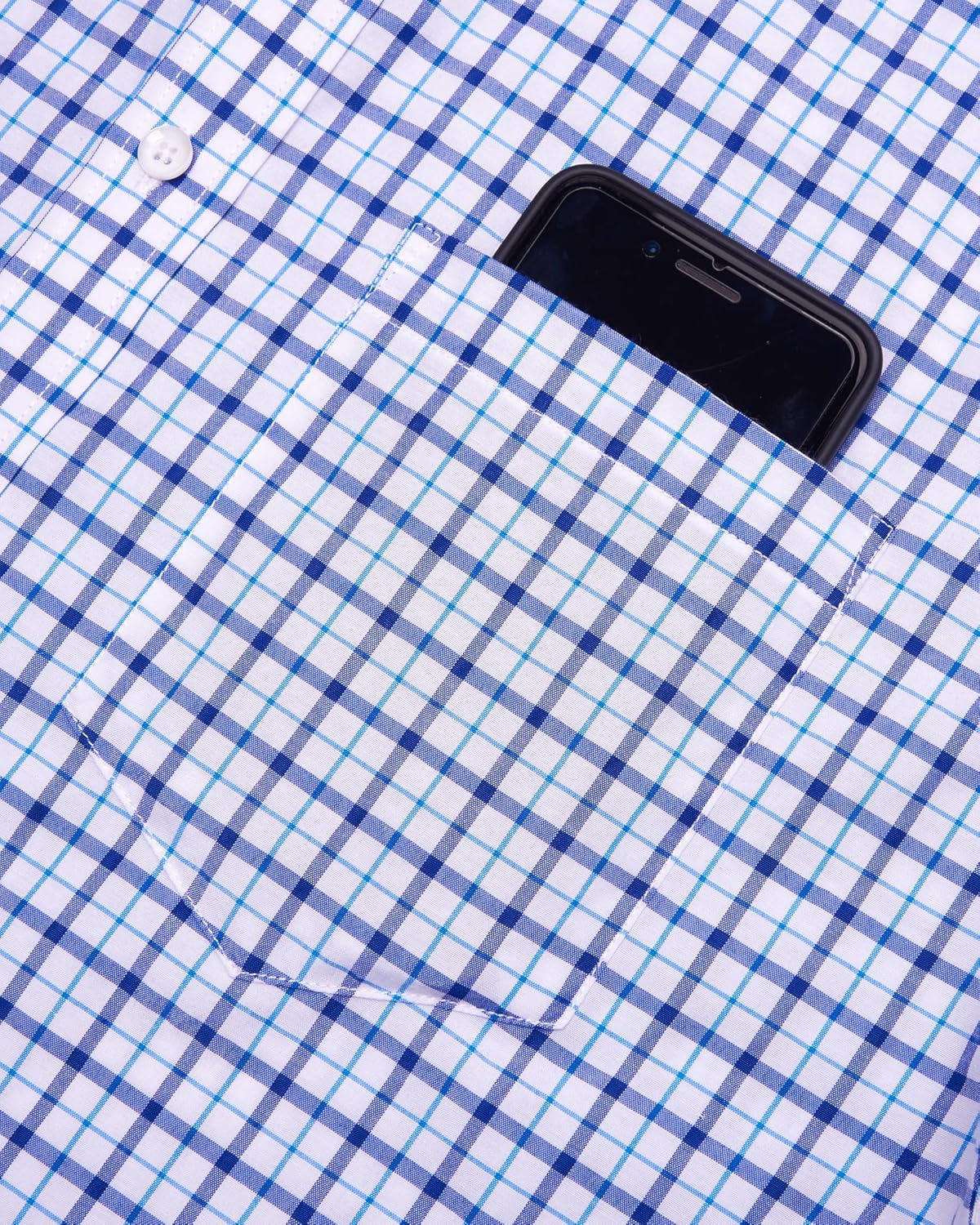 Alimens & Gentle Mens Plaid Short Sleeve Button Down Shirts Cotton Regular Fit Casual Gingham Shirts - Image 3