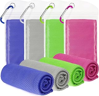 Cooling Towels 4Pack(40"x12"), Lightweight Soft Gym Towels for Yoga Workout | Quick dry, Sweat wicking, Breathable, Reusable, Absorbent, Ice Towel for Gym, Running, Yoga, Sport, Travel, Climbing