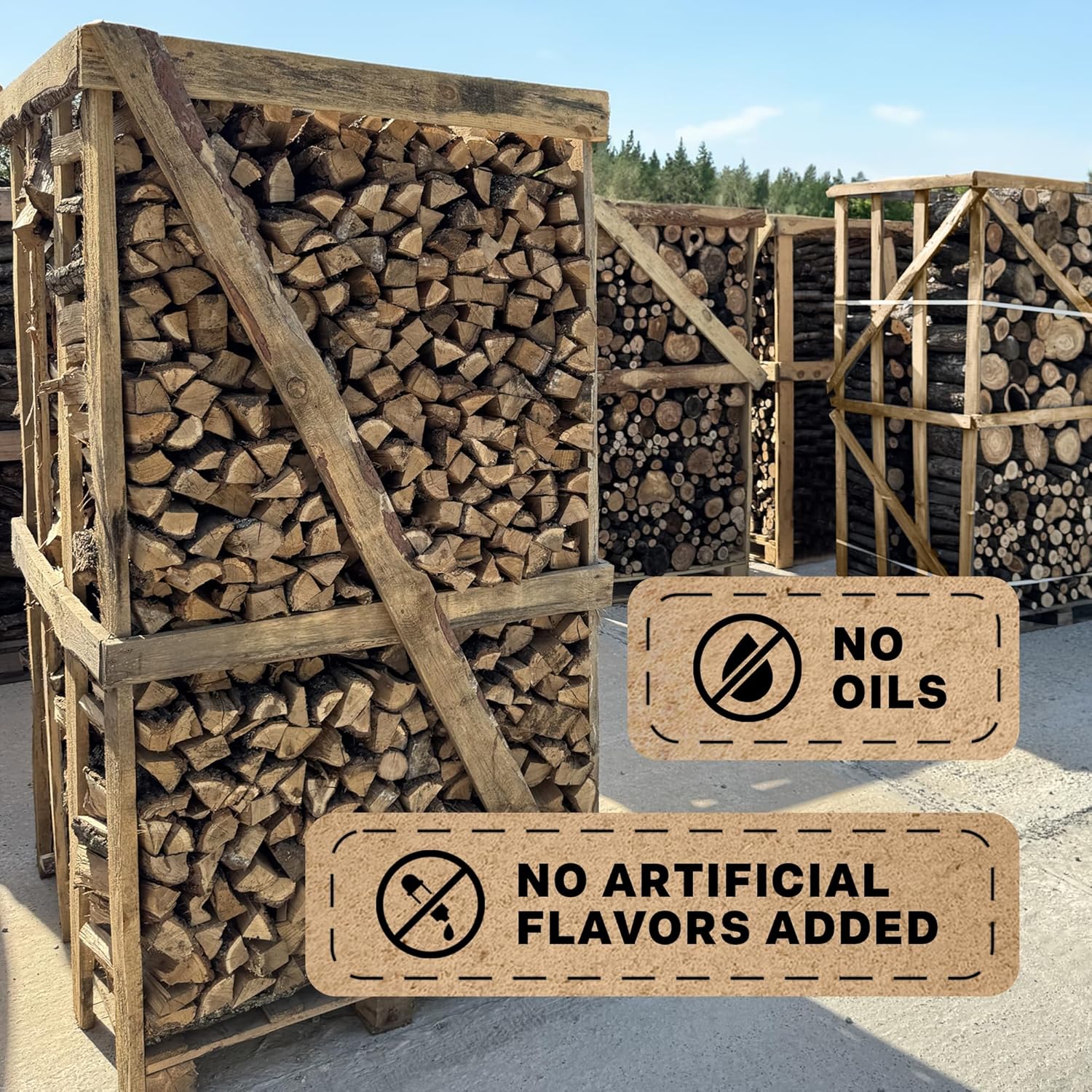 15" Birch Firewood Logs – 1200 cub. in, 15–20 lb | Kiln-Dried & Seasoned Hardwood for Fire Pit, Fireplace, Pizza Oven | Bright Flames & Pleasant Aroma for Cozy Atmosphere | Split Wood for Solo Stove