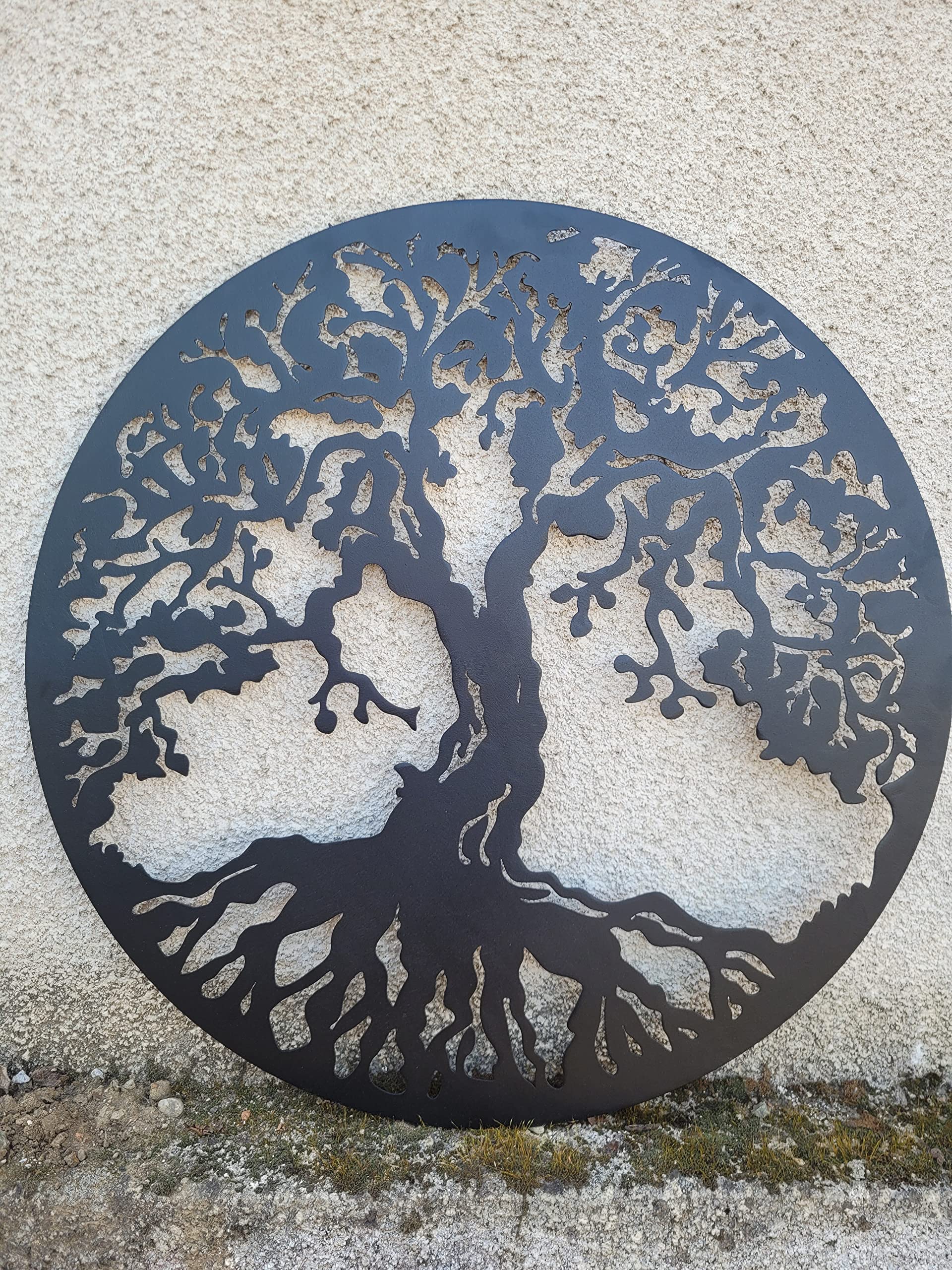 MetalArtWallDecor Arbre de Vie Décoration Murale en métal, 59,7 cm, Noir