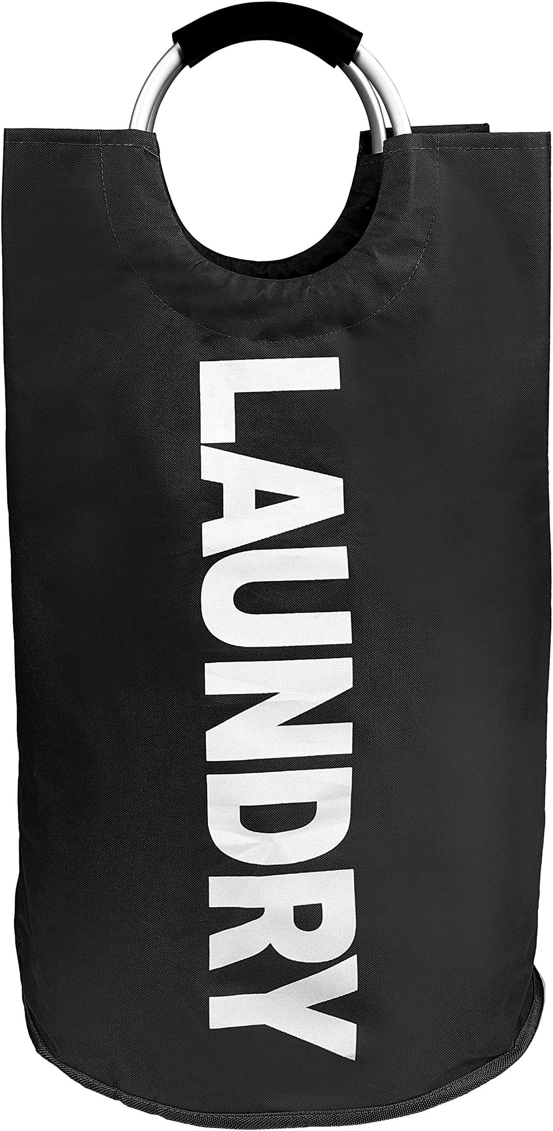 NestariaHome Collapsible Fabric Waterproof Laundry Hamper Basket, Foldable Clothes Bag, Folding Washing Bin - (Available in 6 Colors) (Black)