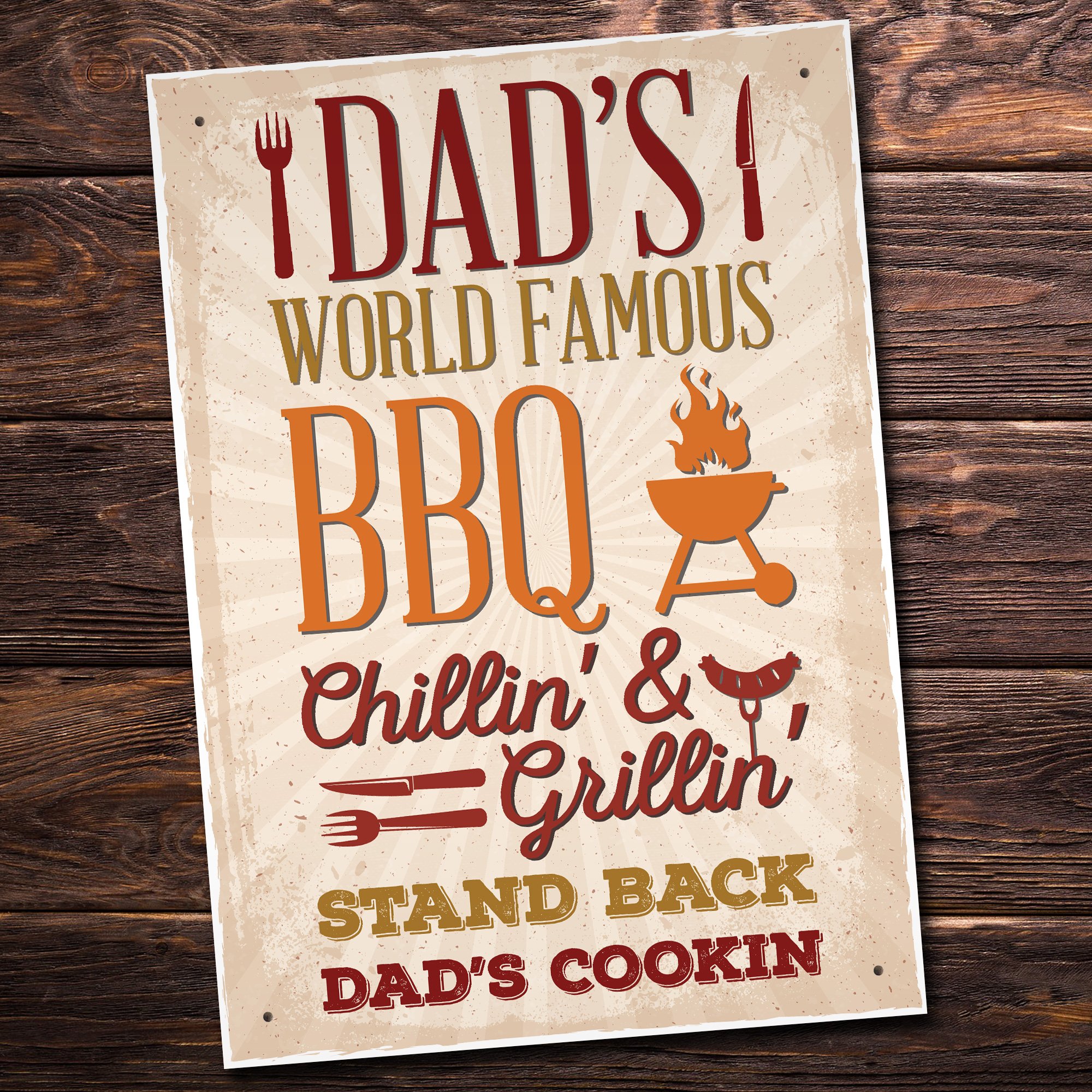 Red Ocean Dad's Bbq Barbeque Hanging Shed Summerhouse Sign Garden Plaque Birthday Gift For Him