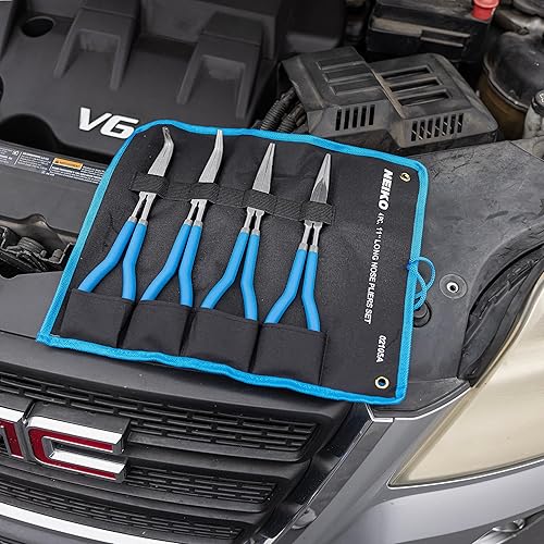 Miniatura 6 de NEIKO 02105A (4) Alicates de punta larga de 11 pulgadas de largo alcance, recto, ángulo, alicates curvos, 45 y 90 grados, alicates de punta doblada