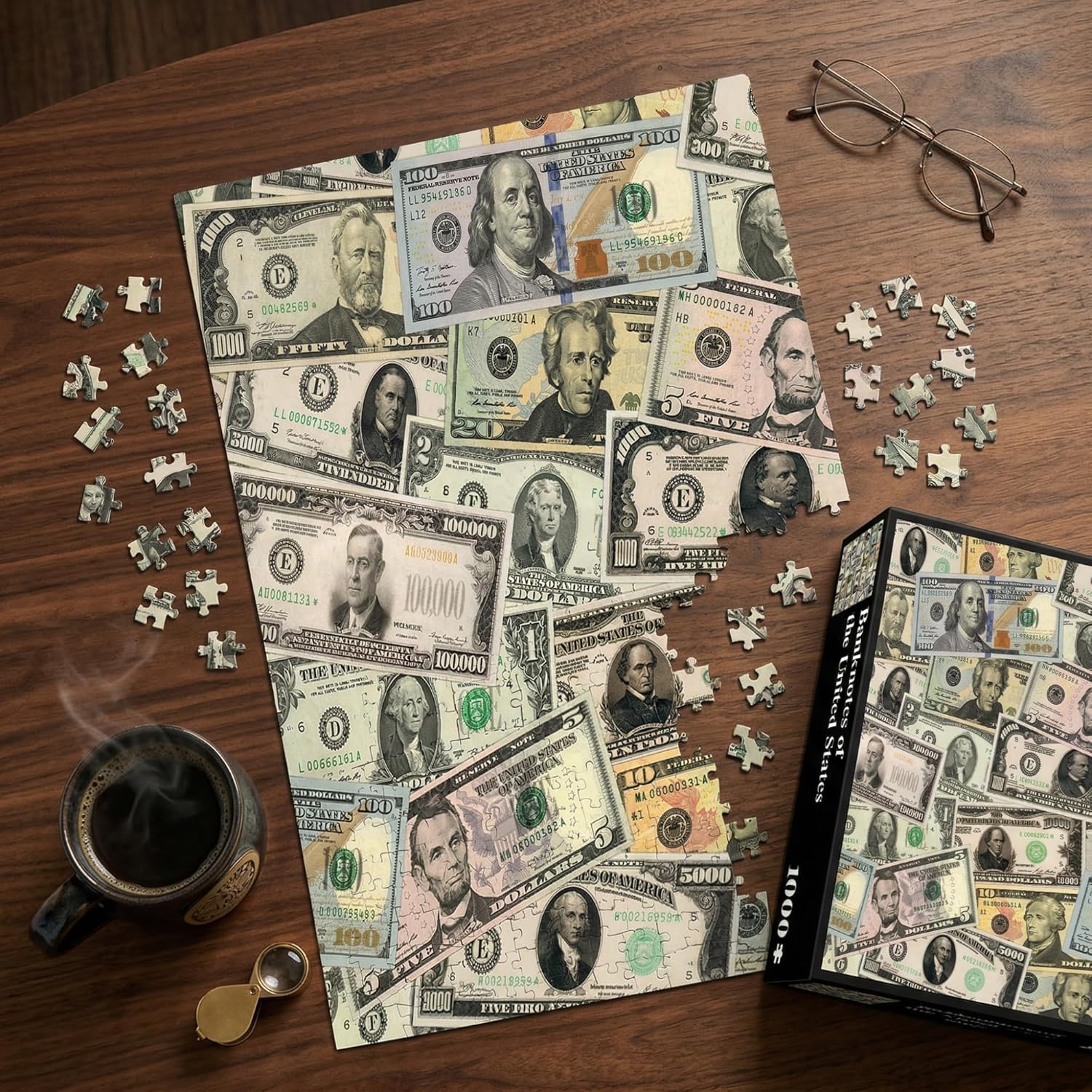 Banknotes of the United States - 1000 Piece Jigsaw Puzzle by Pigment & Hue
