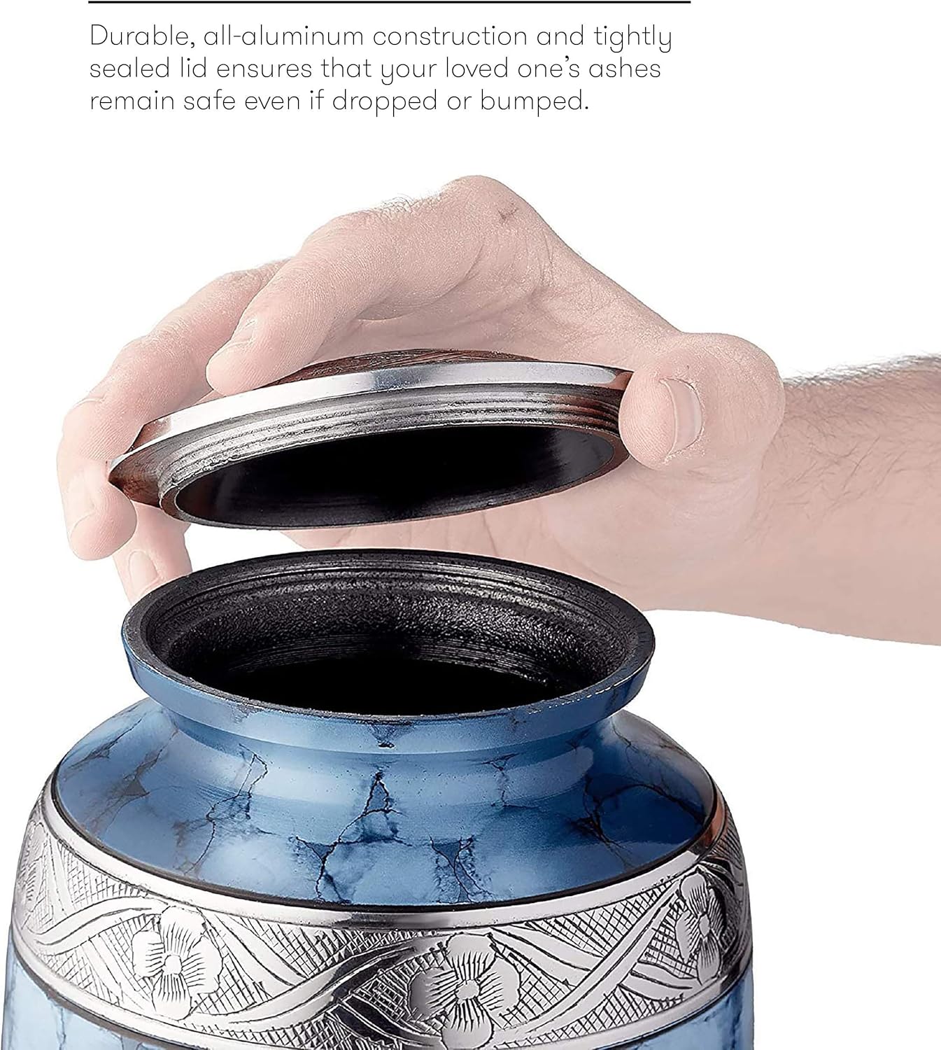 Exсluѕіvе Fedmax Urns for Ashes Adult Male or Female - Funeral and Memorial Cremation Urns for Human Ashes up to 200 lbs with Velvet Bag, Blue Bеѕt Quаlіtу 🔥 Fedmax Urns for Ashes Adult Male or Female - Funeral and Memorial Cremation Urns for Human Ashes up to 200 lbs with Velvet Bag, Blue