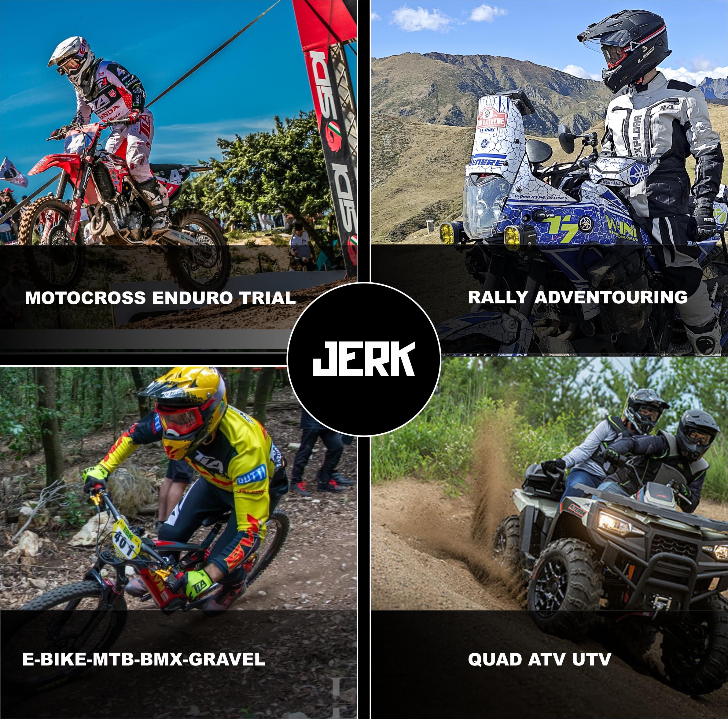 TLA JERK guanti motocross, mtb enduro, trial, bmx, unisex per uomo, donna e ragazzo, Abbigliamento moto e bici, Guanti ciclismo elasticizzati, leggeri, traspiranti e resistenti all’usura.