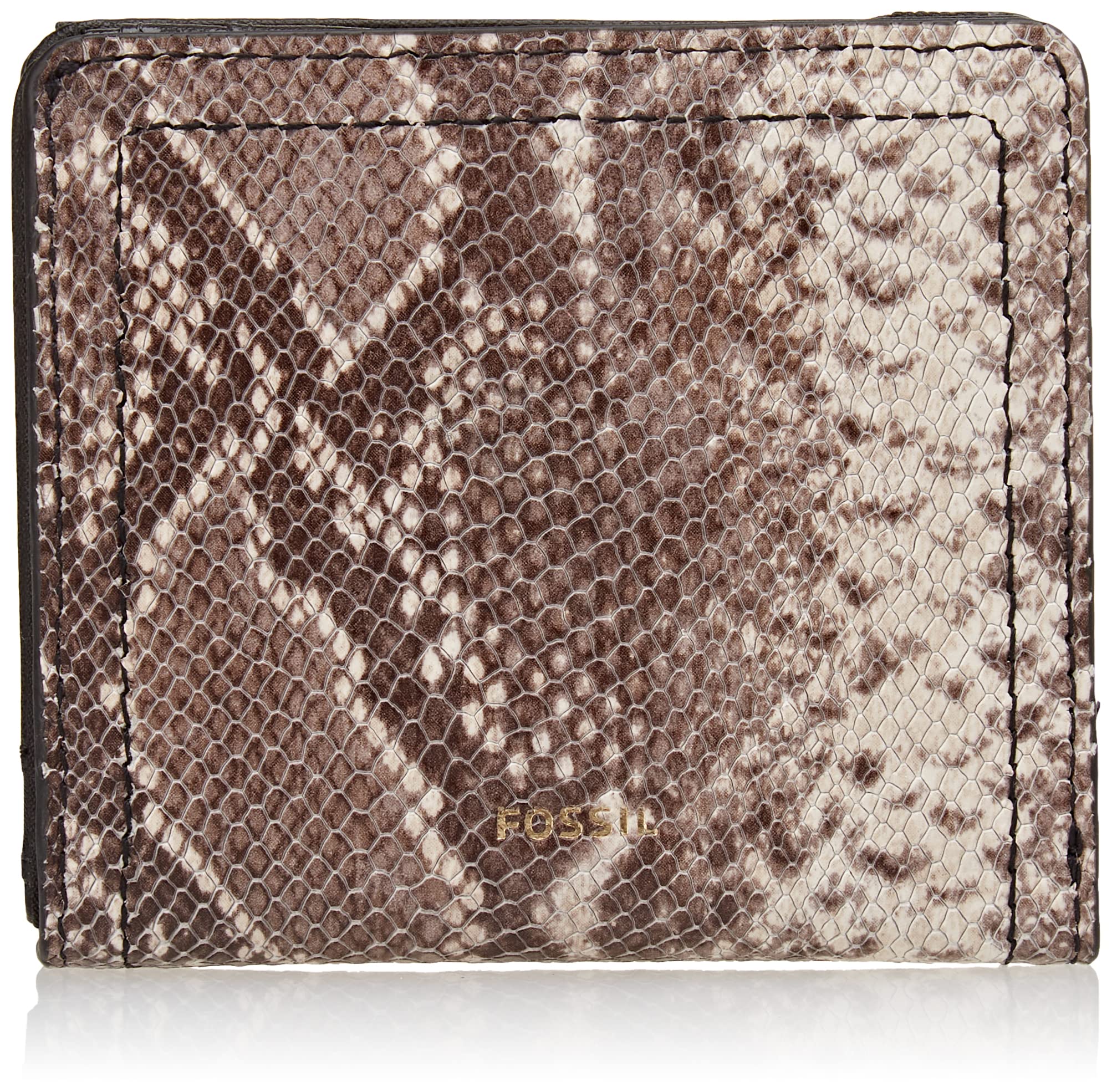 Fossil Womens Logan Bifold Snake Print, 10.2 L x 2.5 W x 8.9 cm H, Estampado de Serpiente., 10.2 cm L x 2.5 cm W x 8.9 cm H