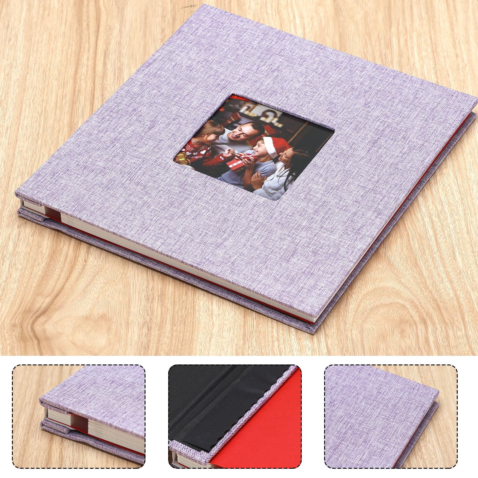 Sieral Großes Fotoalbum, 26,9 x 27,9 cm, selbstklebendes Scrapbook-Album für 10 x 15 cm, 12,7 x 17,8 cm, 20,3 x 25,4 cm, 40 Seiten, DIY-Leinen-Einband, Erinnerungs-Fotobuch für Familie, Reisen