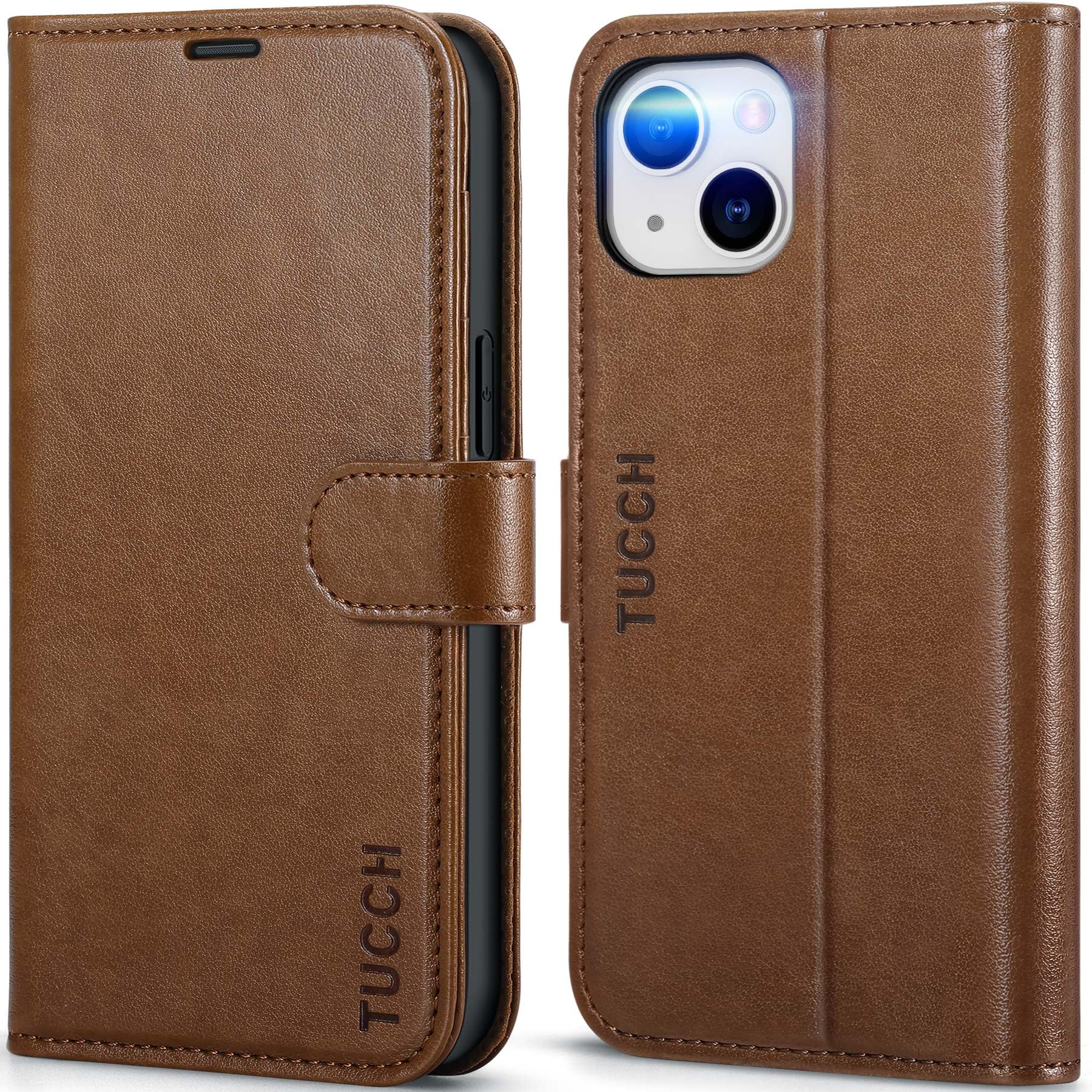 TUCCH Cover Portafoglio Per IPhone 14 Pro: Custodia Pelle TPU Con Blocco RFID E Supporto - Argento Viola