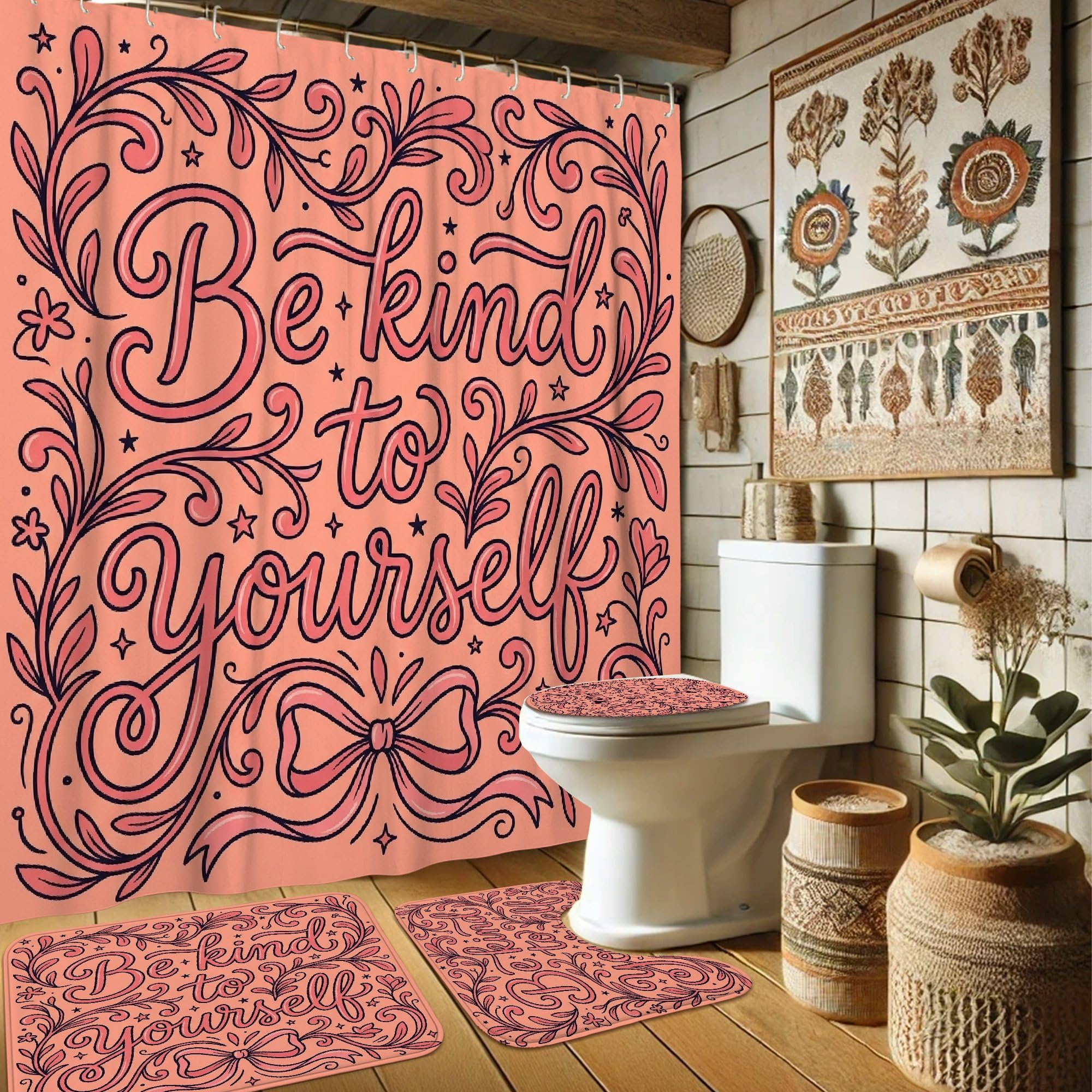 Rideau de douche de qualité supérieure à motif floral contemporain