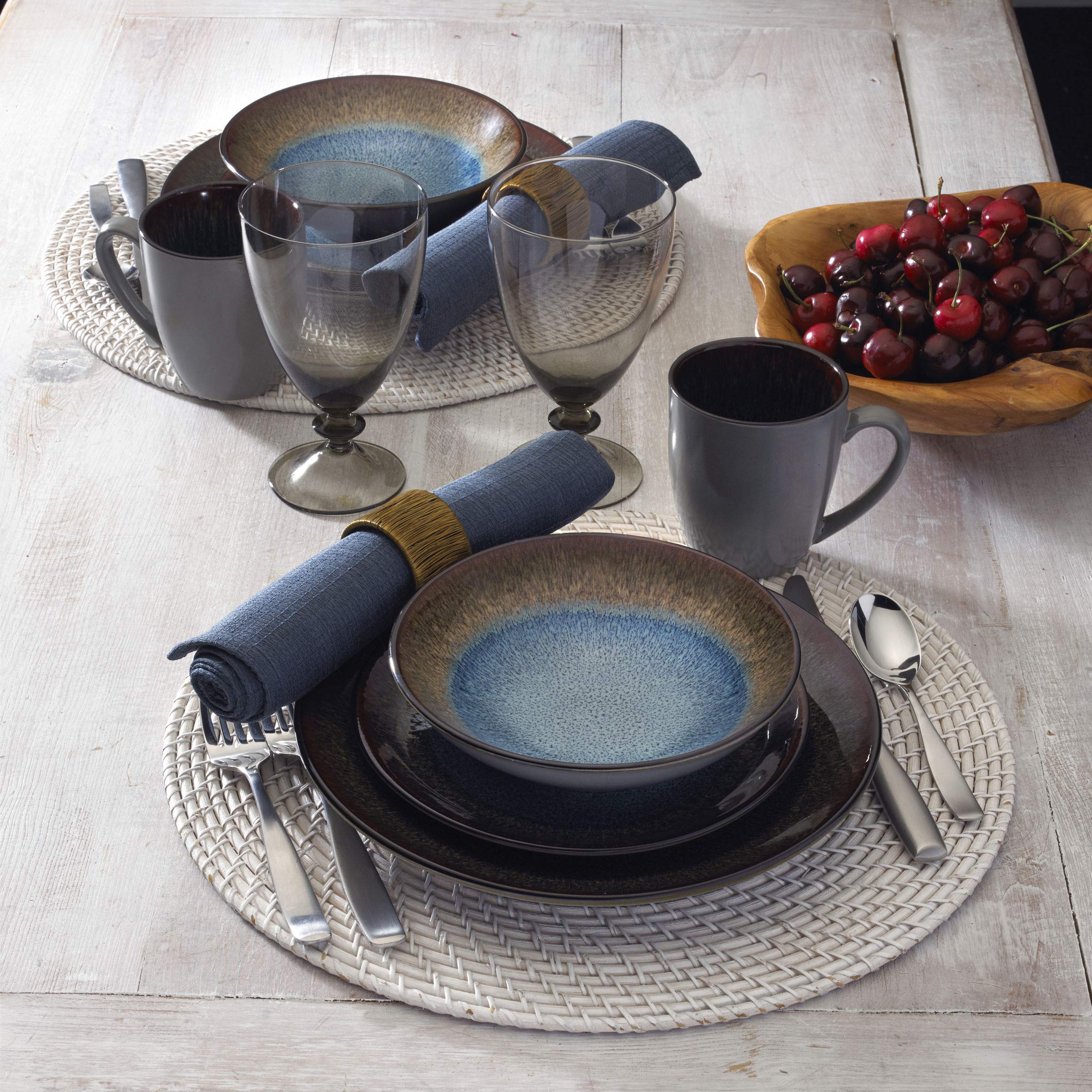 Amazon.com | Pfaltzgraff 5239319 Monroe Blue 16-Piece Dinnerware