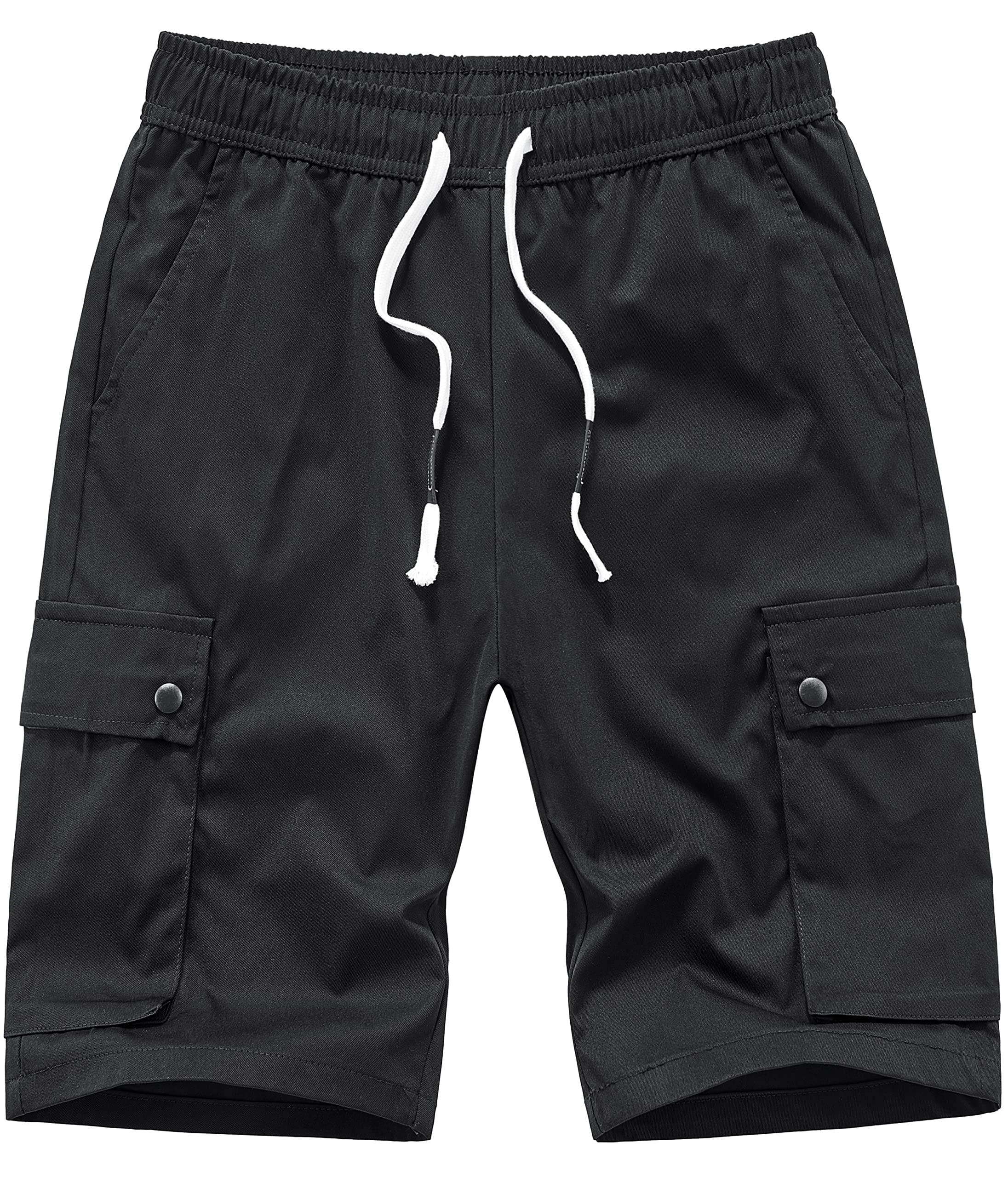VtuAOL Women's Cargo Shorts Casual Elastic Waist Relaxed Fit Shorts with Drawstring Black US L