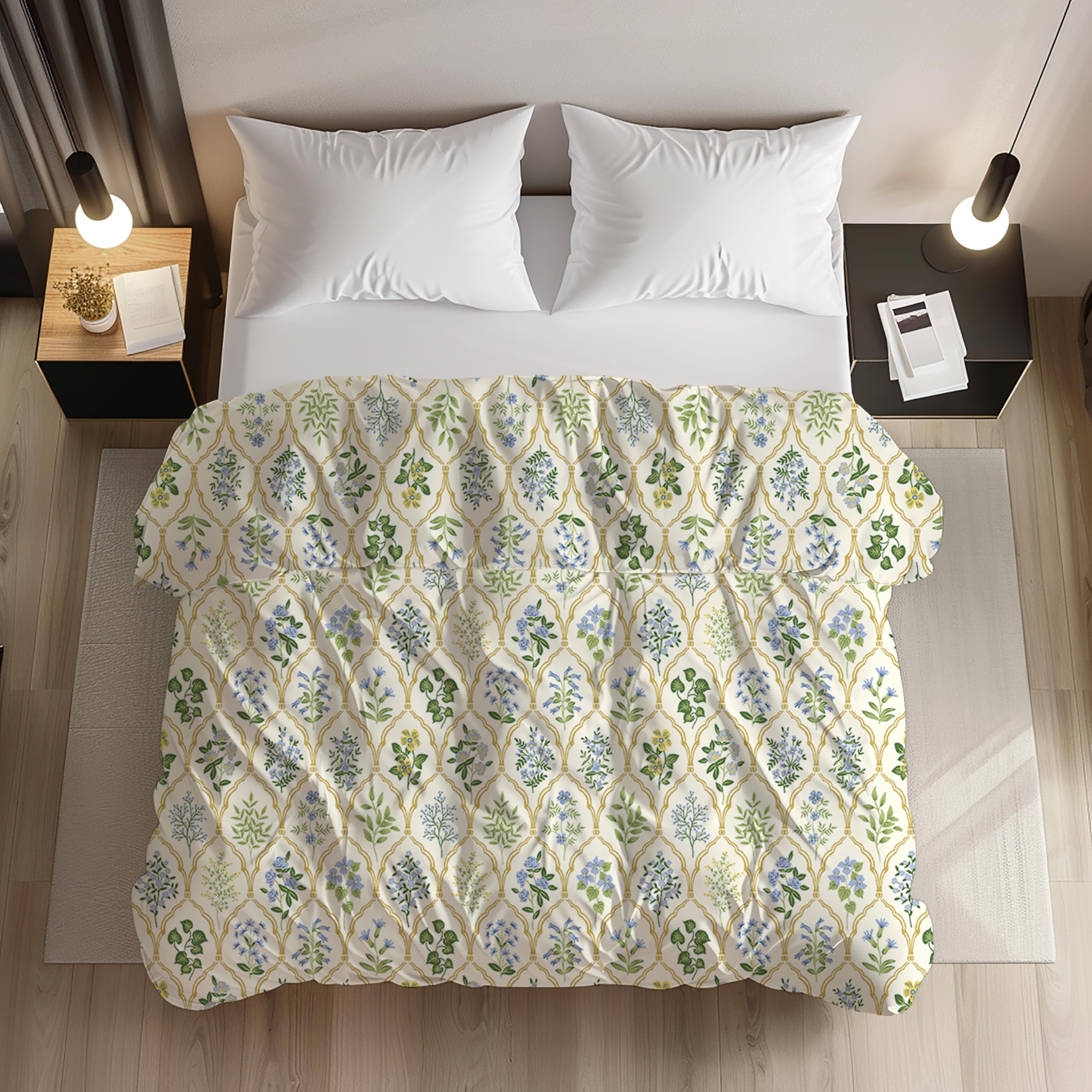 LOOMLYFE 200TC Premium Glace Cotton Duvet Cover/Comforter Cover/Rajai Cover/Blanket Cover/Quilt Cover for Double Bed with Zipper 90"x100" inches - YellowJaipuri