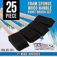 Vista 2 de US Art Supply - Juego de pinceles de pintura de espuma de 1 pulgada con mango de madera (paquete de valor de 25) - Ligeros, duraderos e ideales