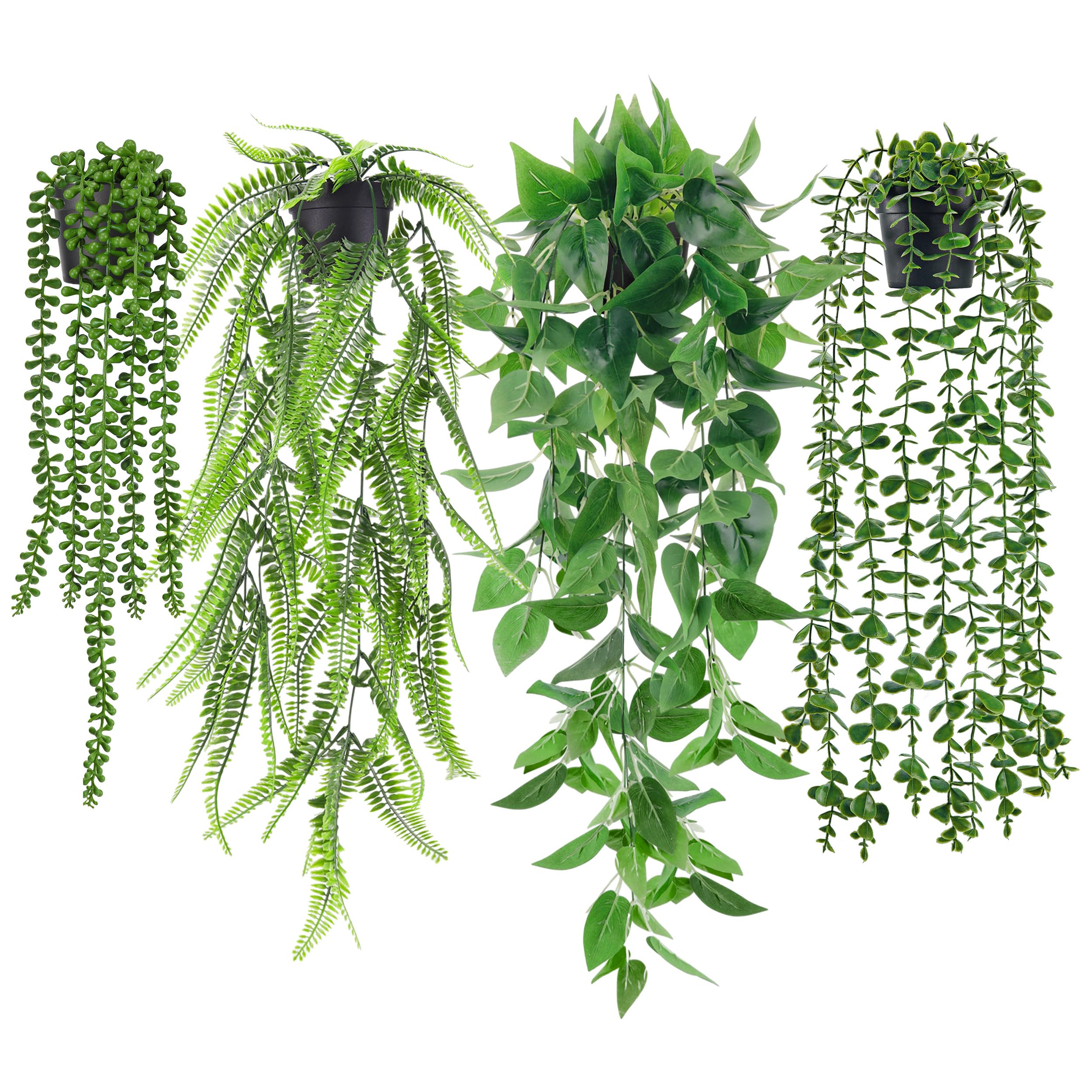 Der Rose 4 Pcs Plante Artificielle Tombante,Plantes Artificielles Interieur et Exterieur,Fausse Plante Convient pour Décorer le Bureau,Salon,Cuisine,Jardin