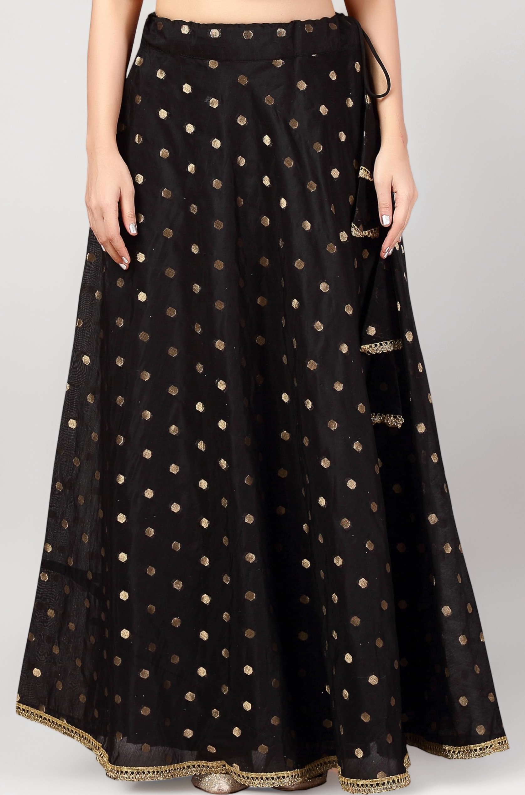 Women's Polyester Readymade Chanderi Silk Long Skirt Lahenga