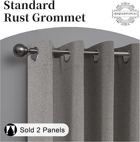 Miniatura 5 de KEQIAOSUOCAI Cortinas opacas de lino de 72 pulgadas de largo, 100% bloqueo solar, ahorro de energía, aislamiento térmico, cortinas modernas para