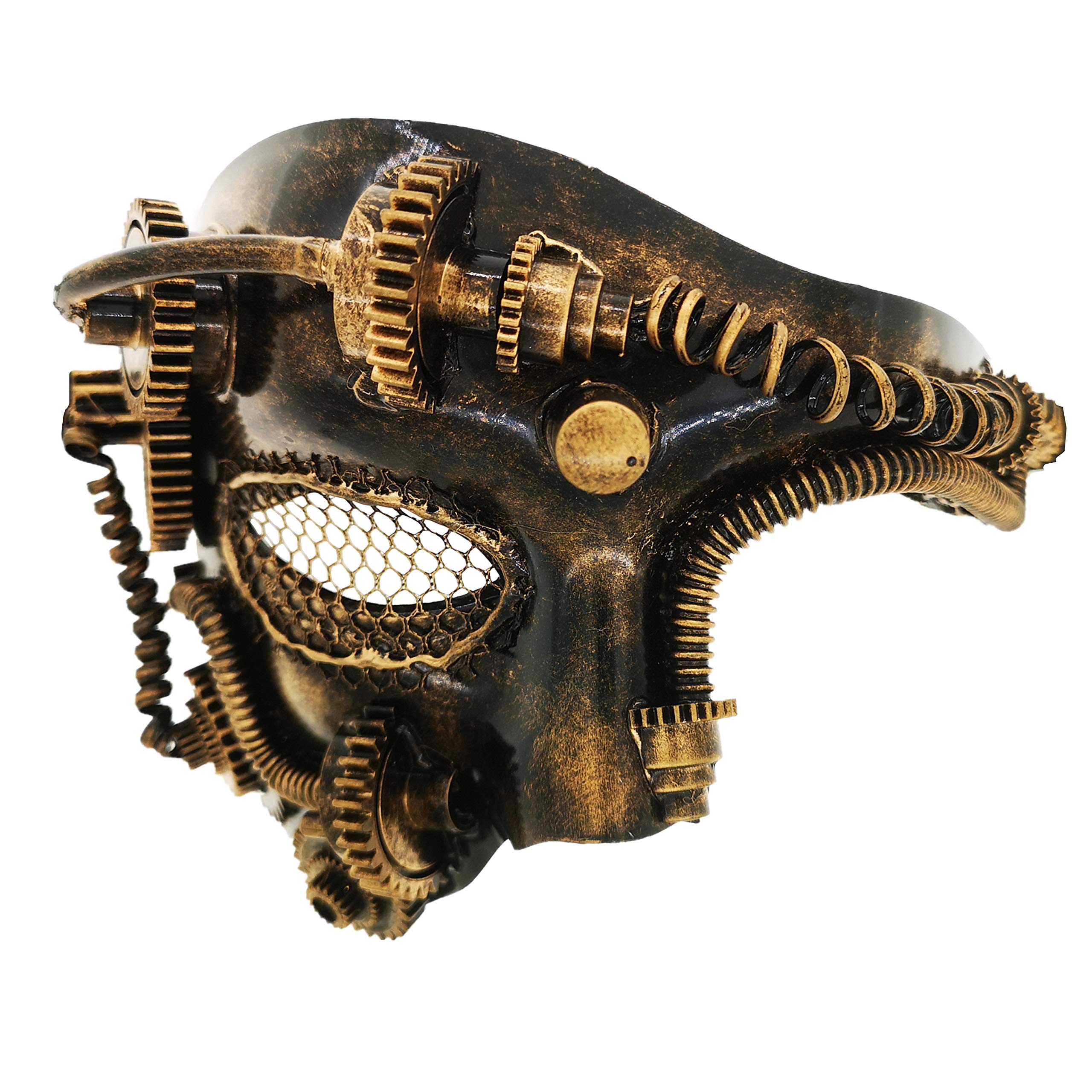 Ubauta Maschera da uomo Steampunk, maschera da cyborg a metà faccia in rete, per Halloween, feste, cosplay, fantasma dell'opera