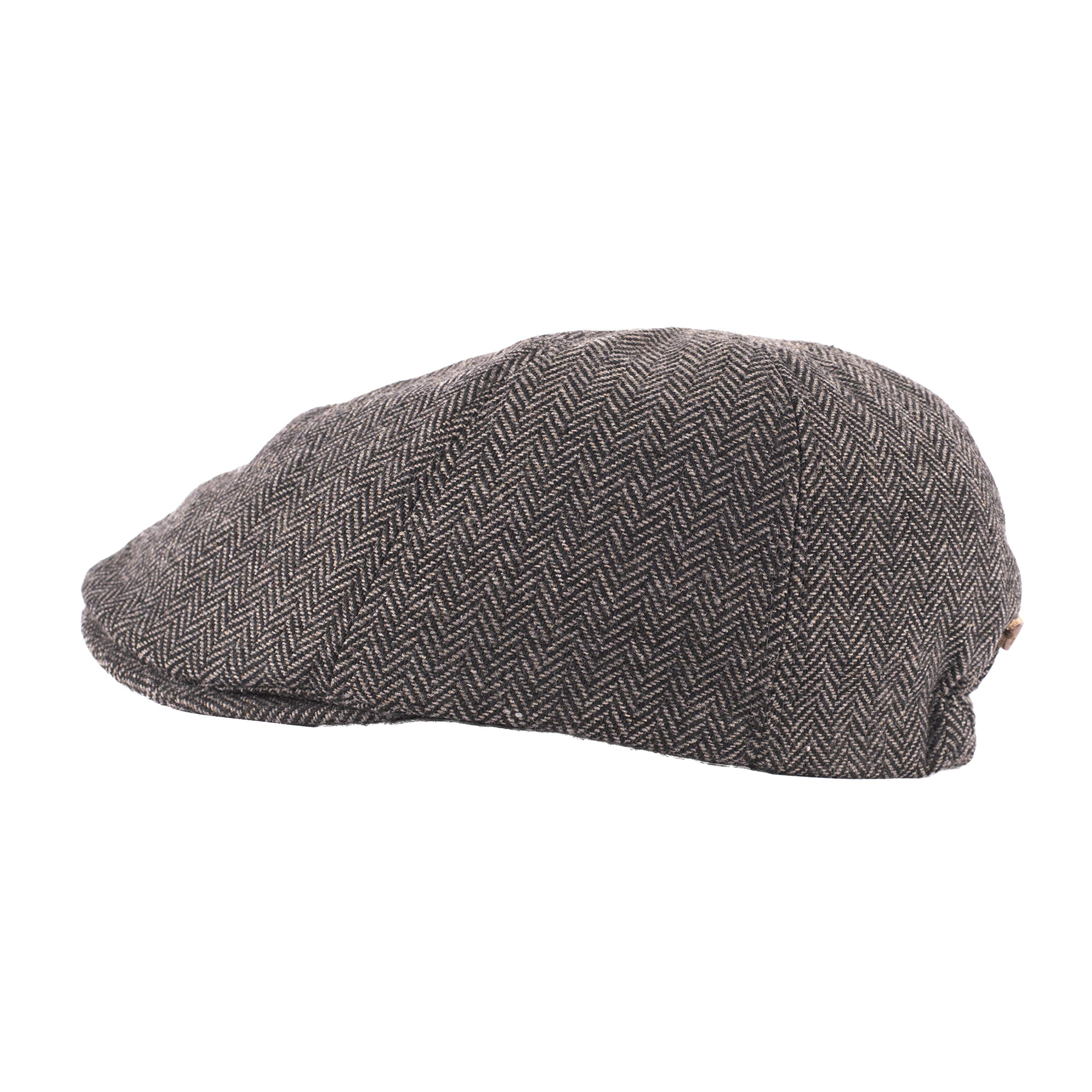 Wool Mix Tweed Panel Flat Cap Hat