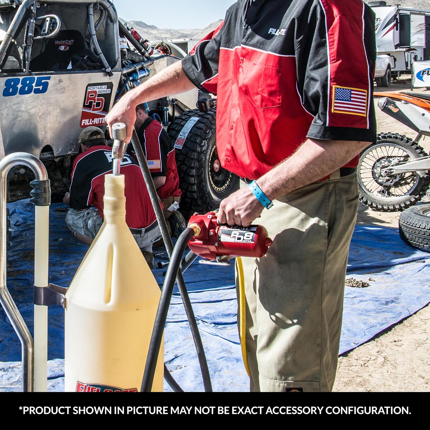 Fill-Rite RD812NH 12V 8 GPM Portable Fuel Transfer Pump w/Discharge Hose, Manual Nozzle, Power Cable/Clips, & Suction Hose