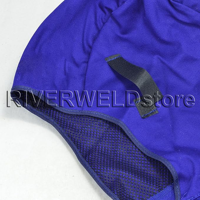 Careta para soldar con tela ignífuga azul miniatura 4