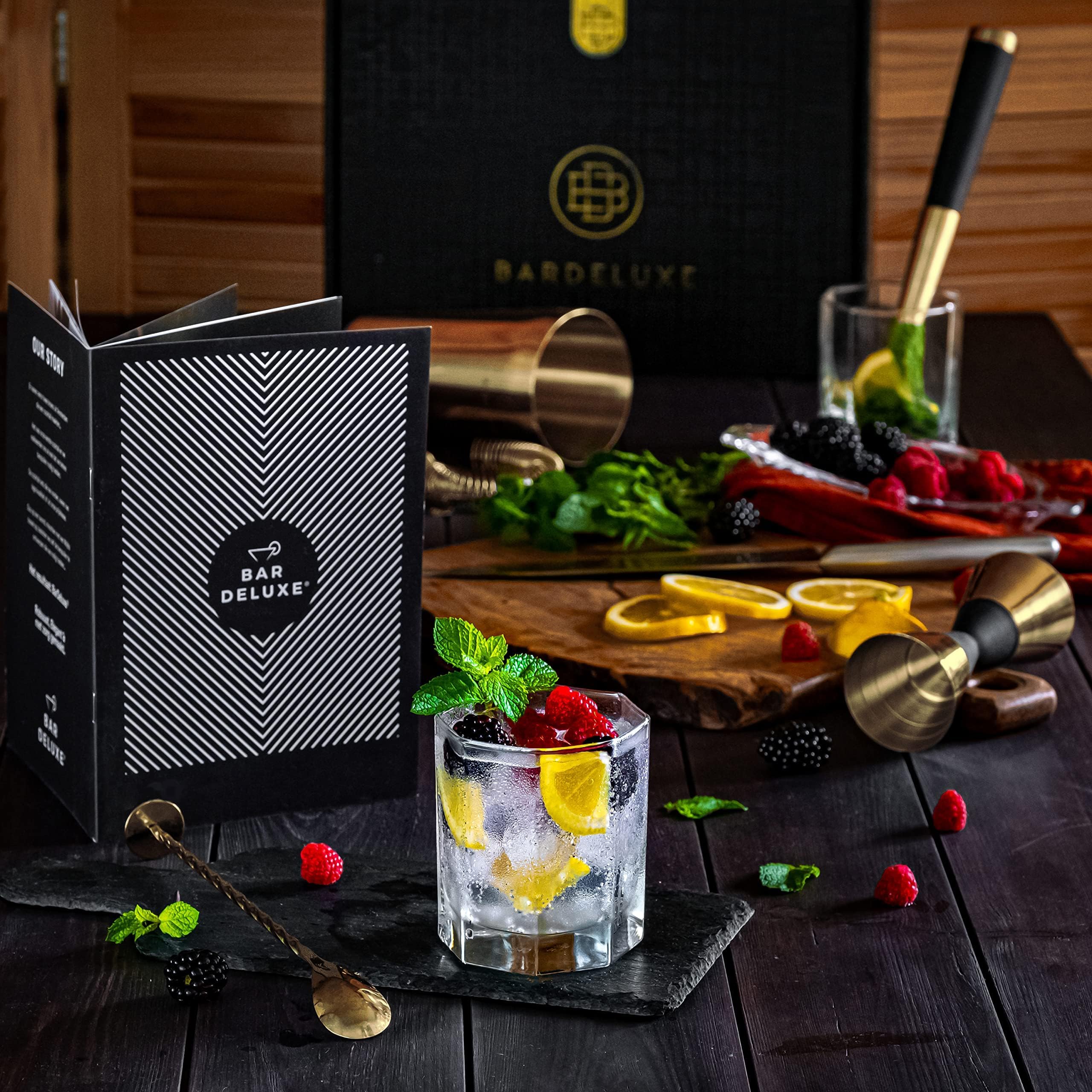 BarDeluxe Boston Juego de coctelera de 5 piezas, juego de barman, juego de mezcla de cócteles, 750 ml, coctelera Boston, juego de cócteles de acero inoxidable, accesorios de cóctel, set de regalo