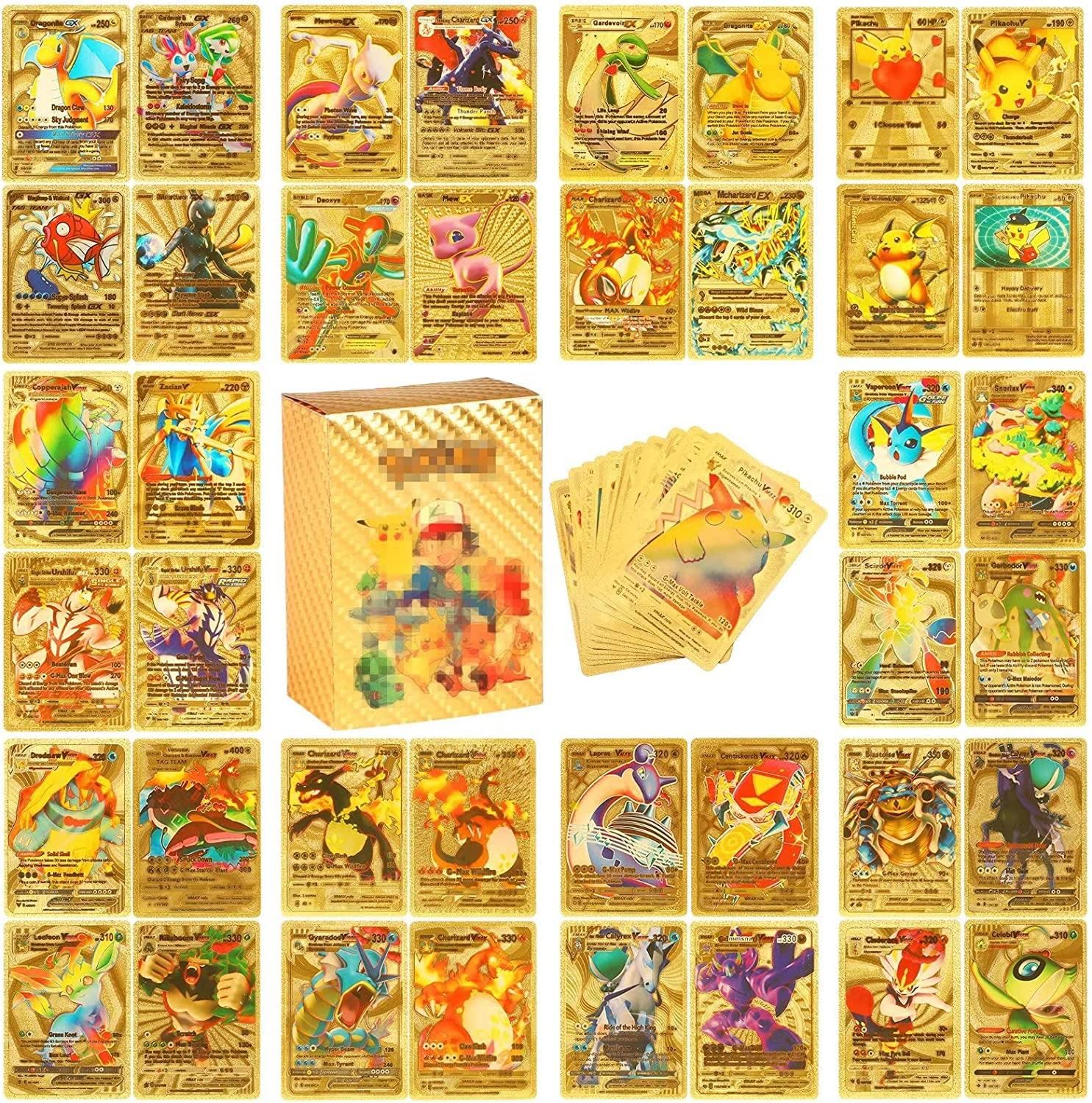 Buy WEERHXAON 86 Pieces Gold Foil Cards, TCG Deck Box Rare Golden Metal