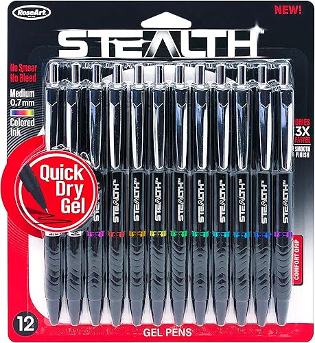 Miniatura 6 de Cra-Z-Art Stealth - Bolígrafo retráctil de gel de 4 quilates, barril de plástico, tinta negra, azul y roja