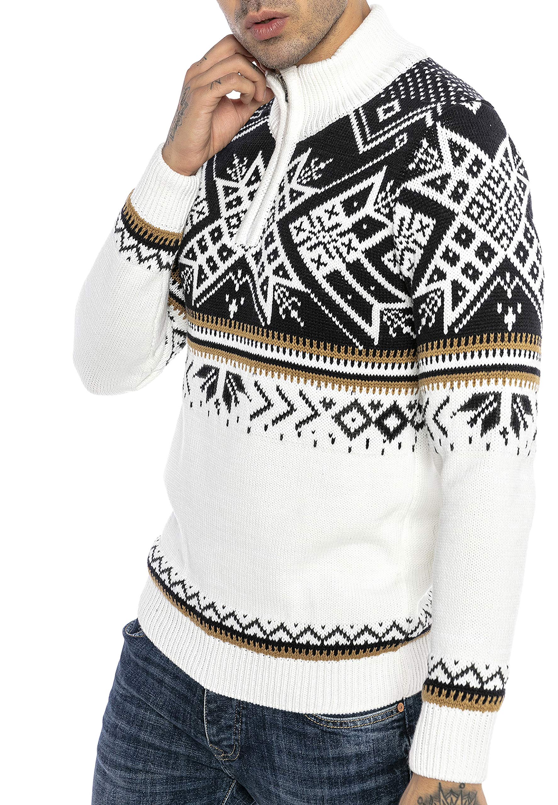 RED BRIDGE Maglione da Uomo Stile Norvegese Pullover con Collo Alto in Cotone