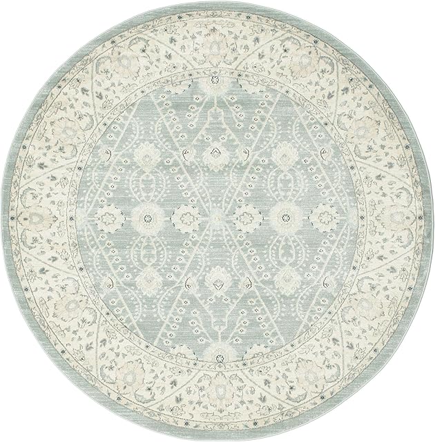 RugVista, Ziegler Madison Rug, Medium Pile,  6'6 ft ( 200 cm), Round, Oriental Ziegler Rug, Oeko-Tex Standard 100, Polypropylene, Hallway, Bedroom, Kitchen, Living Room, White/Beige, Beige