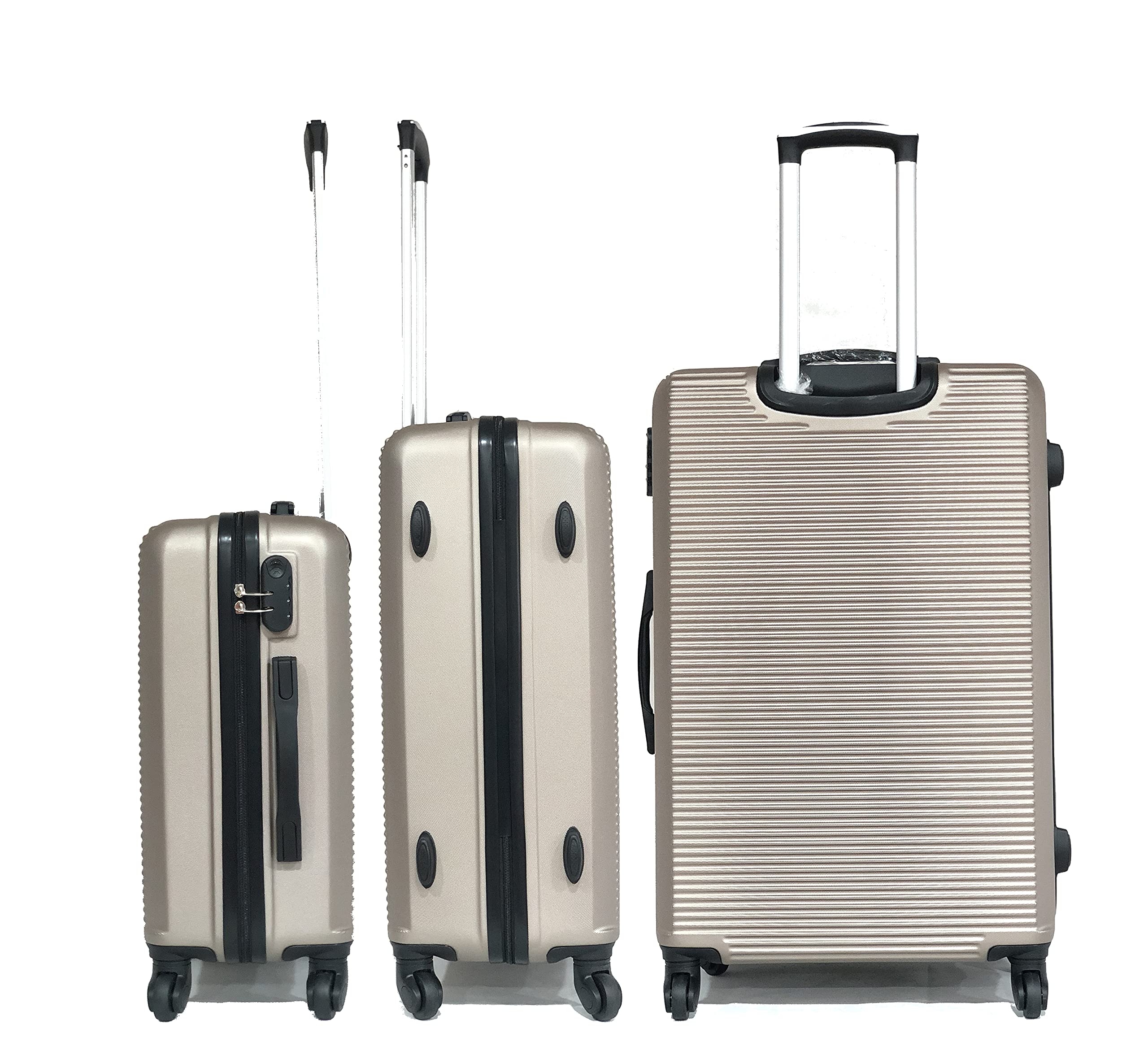 CELIMS La solución completa de Maletas de Viaje: Diversidad de Colores, Material ABS Robusto y Maniobrabilidad de 360 grados., champán, Lot de 4 Valises avec 2 Vanity, Maletas ABS