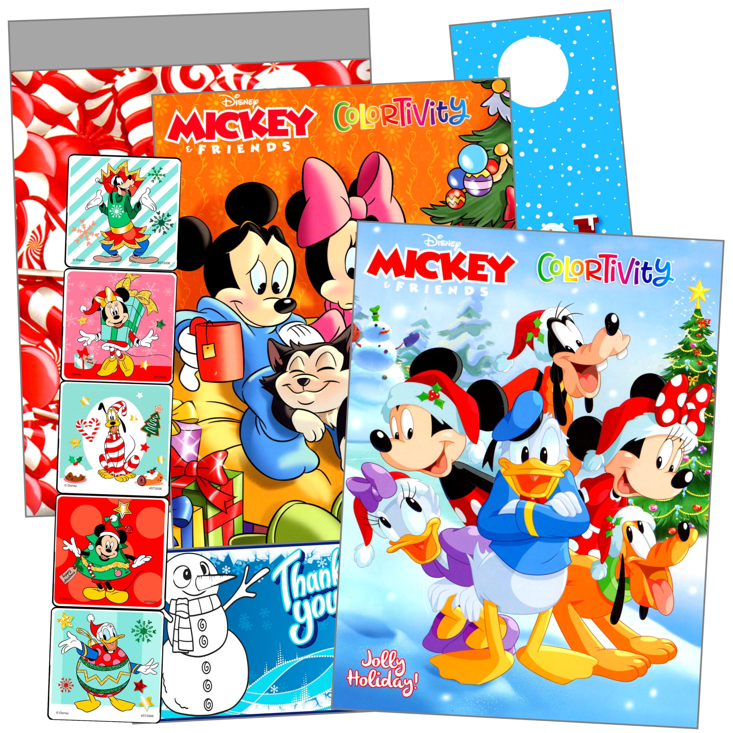 Disney Minnie Mouse & Mickey Mouse Christmas Activity Set - Coloring Book, Stickers, Crafts in Gift Bag