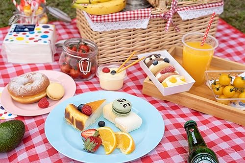 Vista 14 de POSATE Platos de plástico desechables, 60 unidades, 30 platos llanos resistentes de 10.25 pulgadas y 30 platos de postre de 7.5 pulgadas para Rosado