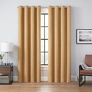 Eclipse Branson Magnitech 100% Blackout Curtain, Grommet Window Curtain Panel, Seamless Magnetic Closure for Bedroom, Living Room or Nursery, 84 in long x 50 in wide, (1 Panel), Honey/ Gold 