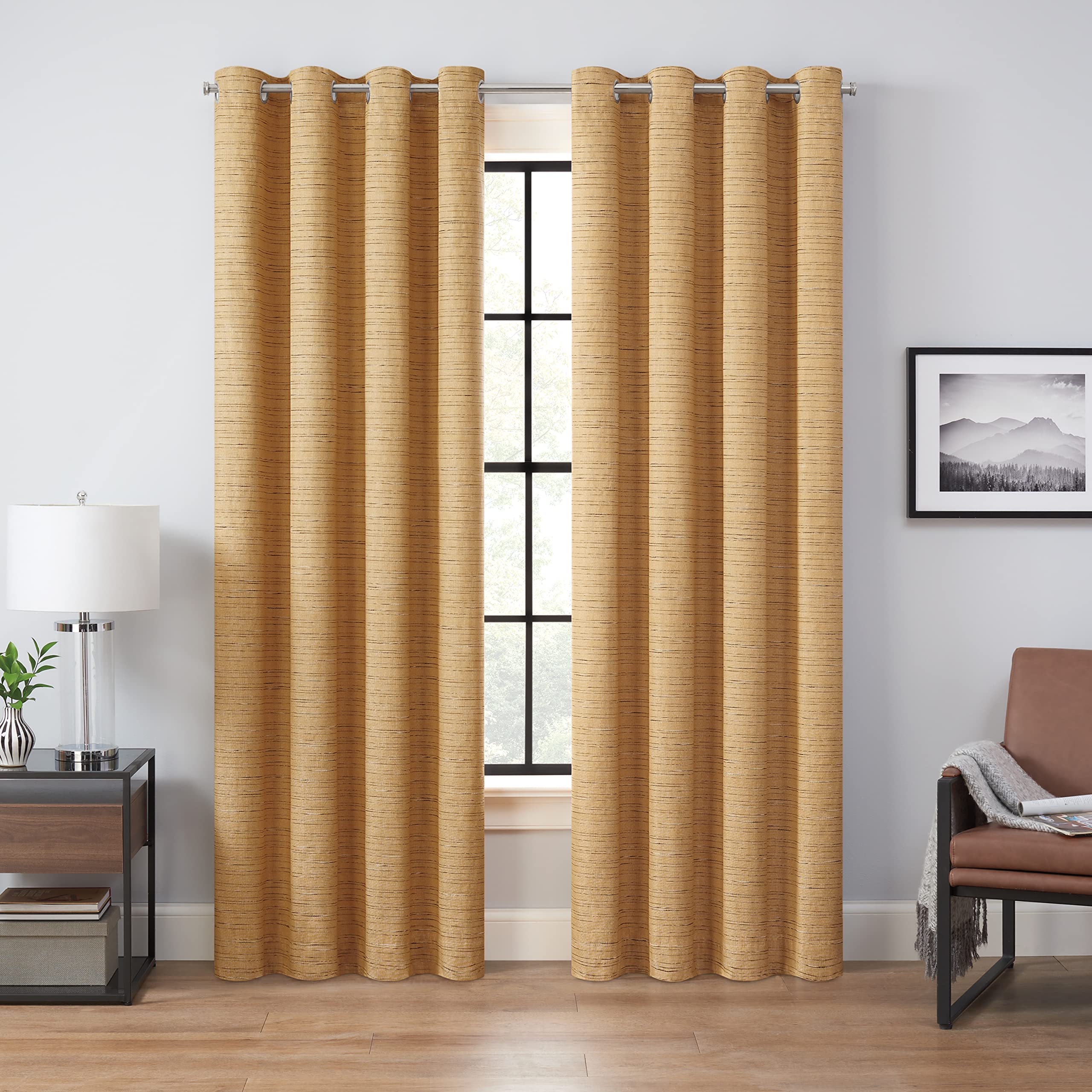 Cortinas 100% opacas con ojales Eclipse Branson panel térmico de 50 x 63 pulgadas dorado