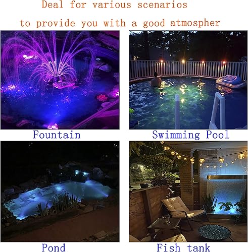 Miniatura 6 de Luces LED bajo el agua, IP68 impermeables sumergibles con control remoto, 16 focos de paisaje al aire libre que cambian de color para peces,