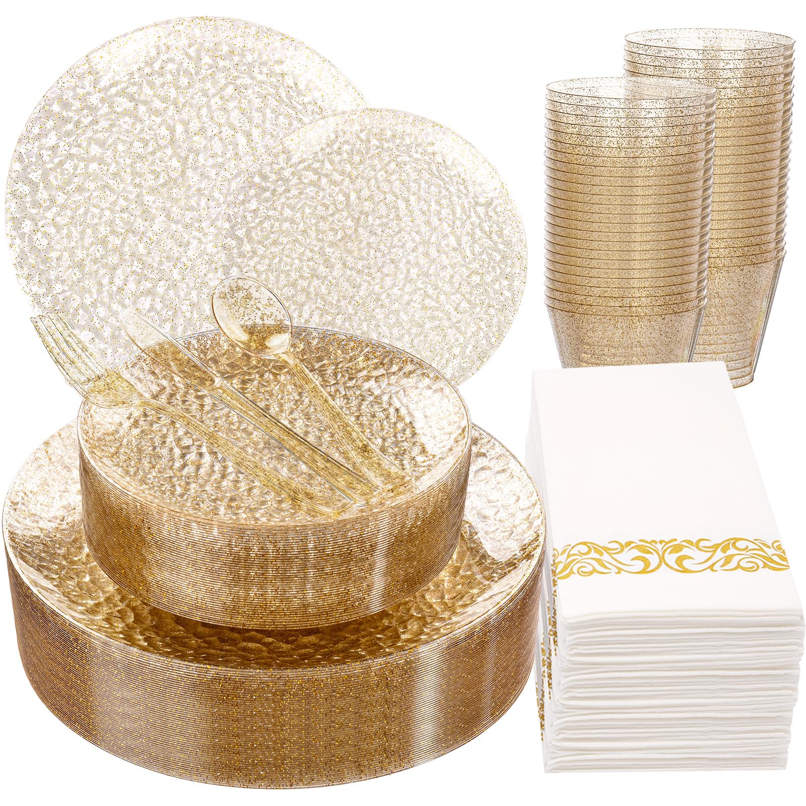 175 Pcs Blue Hammered Plates - Party Dinnerware Set -26