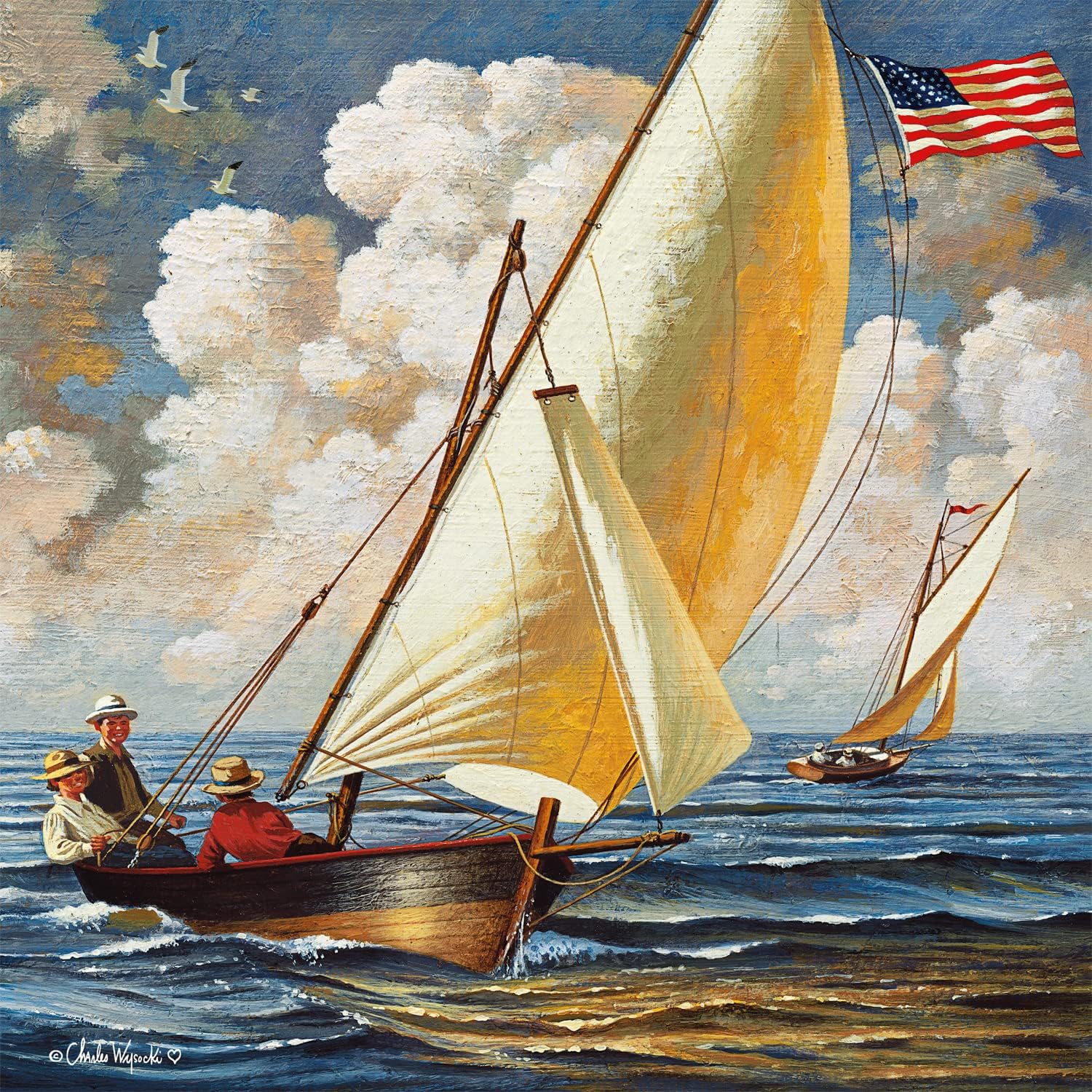 Buffalo Games - Charles Wysocki - Breezin' Along - 300 Large Piece Jigsaw Puzzle : Toys & Games