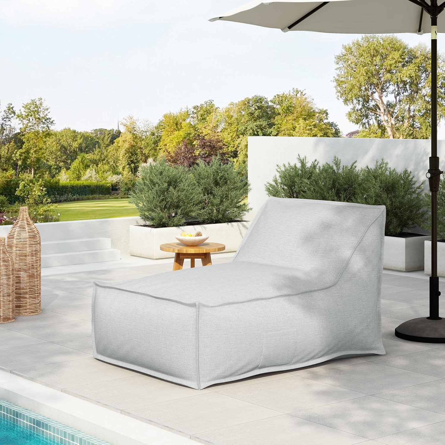 GDFStudio Outdoor Bean Bag Lounge Chair,Weather-Resistant Floor Foam Lounger – Waterproof, Fade-Resistant & Eco-Friendly Relaxation Seat for Patio Balcony Garden Poolside,Light Gray