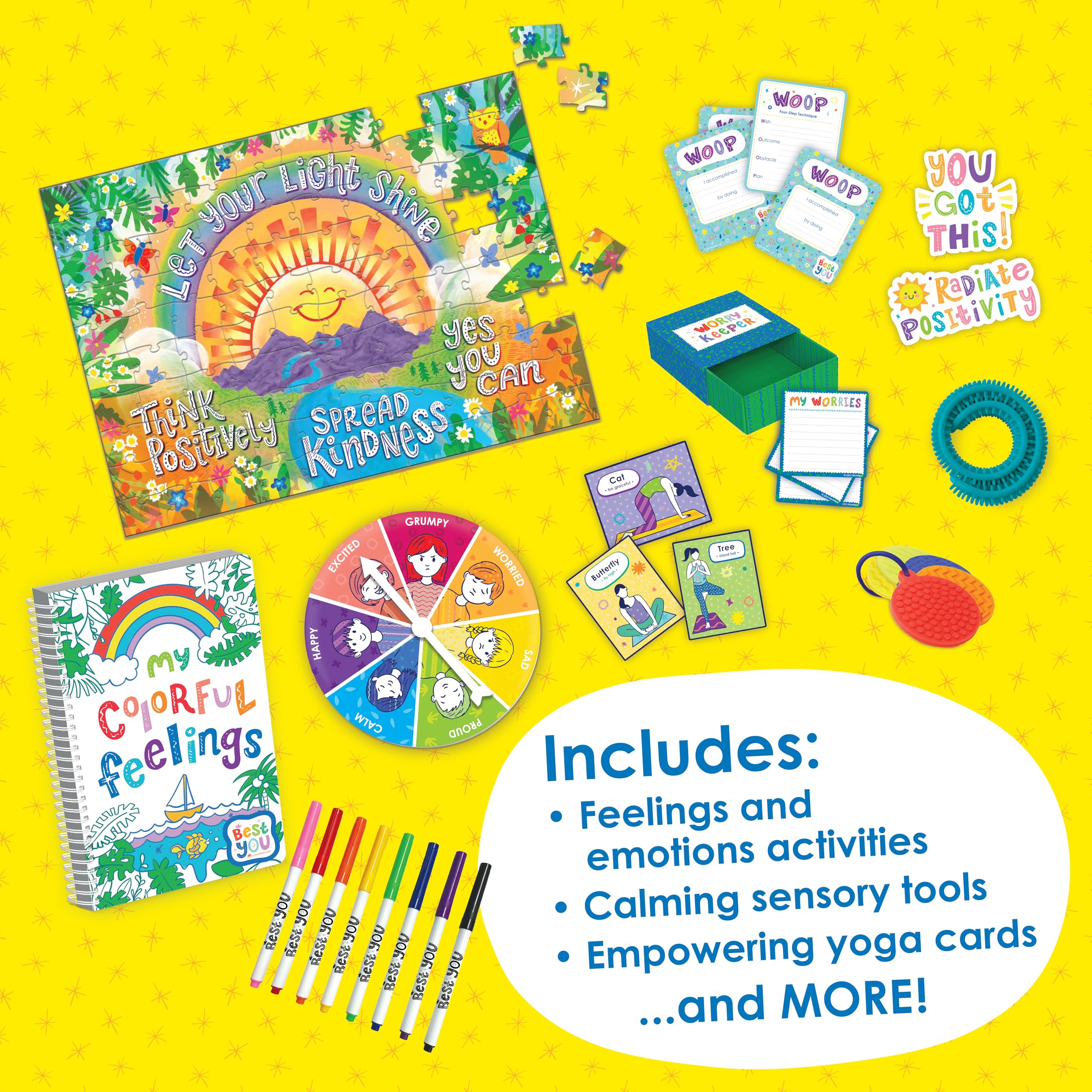 MindWare Best You Toolbox: Yoga- und Achtsamkeitspraktiken für Kinder – inklusive Malaktivitäten, Yoga-Übungen, Puzzles, CBT-Werkzeuge für emotionale Regulierung und mehr