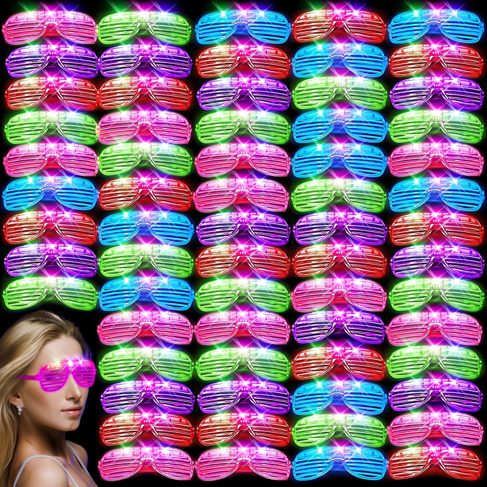120 PCS Glow In The Dark Party Supplies, Light Up Glasses, Led Glasses, Glow In The Dark Glasses, Glow Party Supplies, Neon Party Glasses for Glow